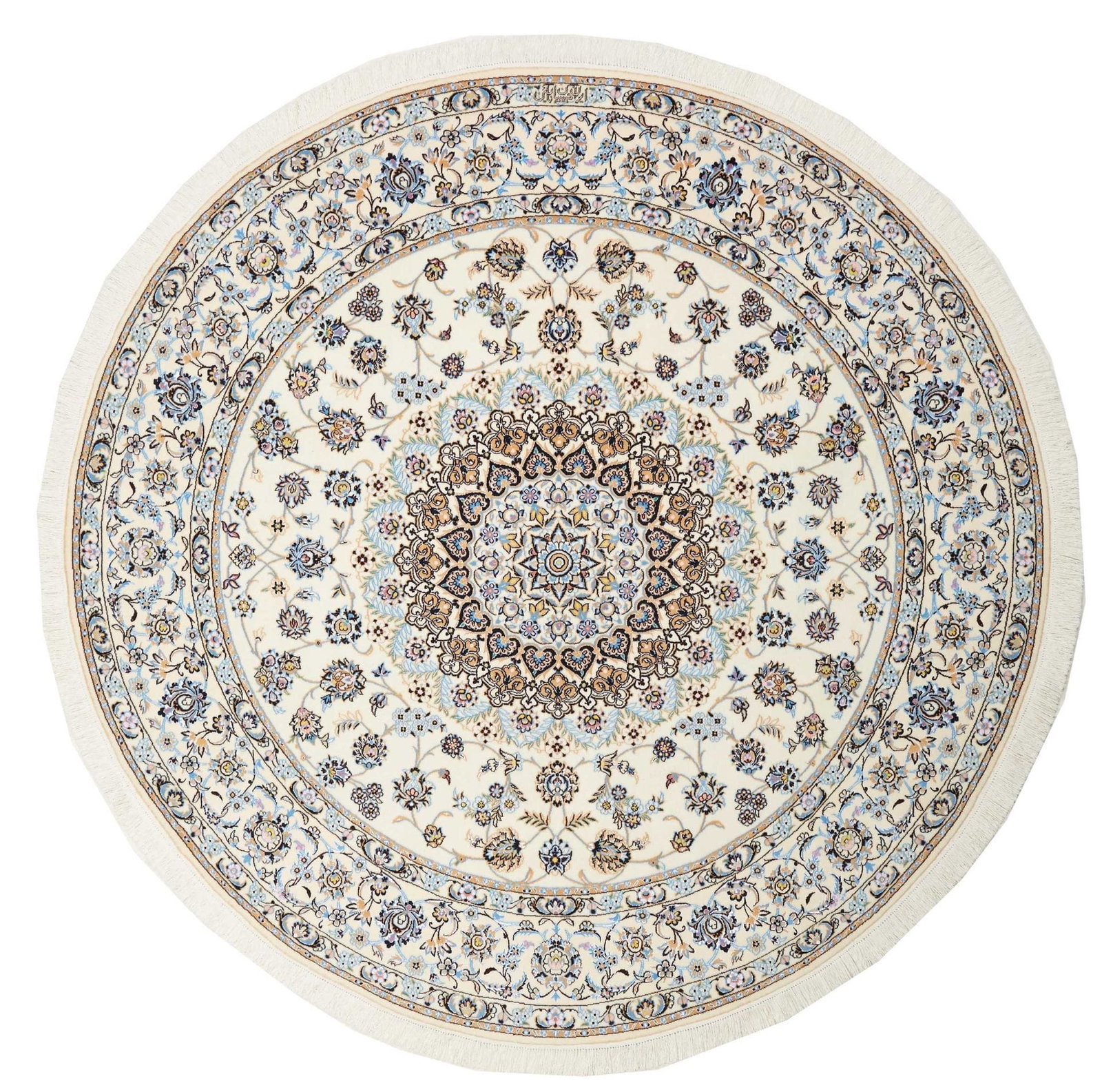 Nain Teppich 201x199cm, florales Design, handgeknüpft, Perserteppich