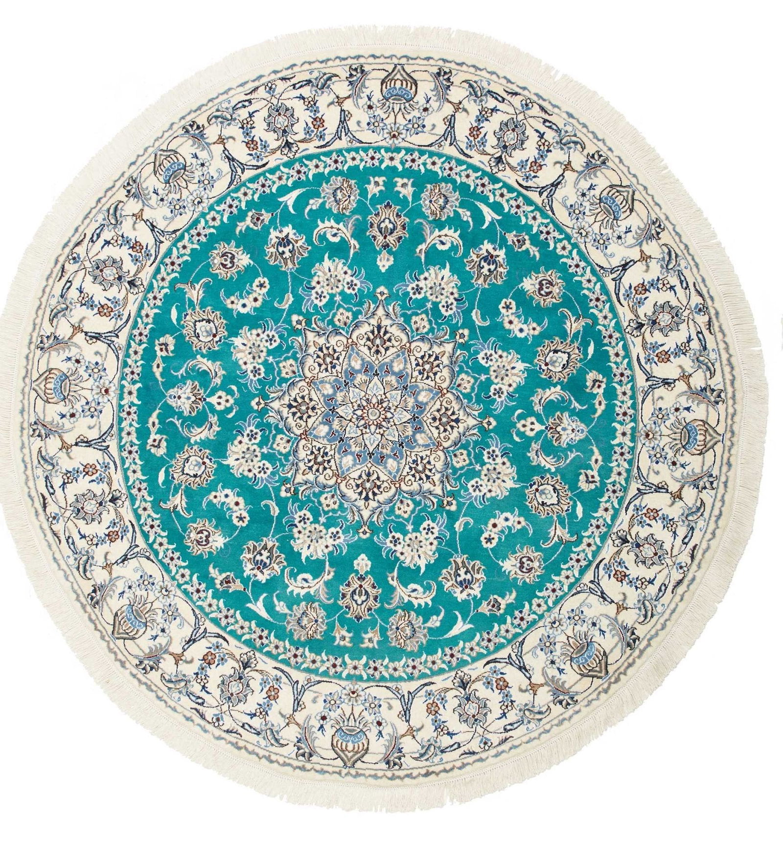 Nain Teppich 203 x 200cm, florales Muster, handgeknüpft, Perserteppich