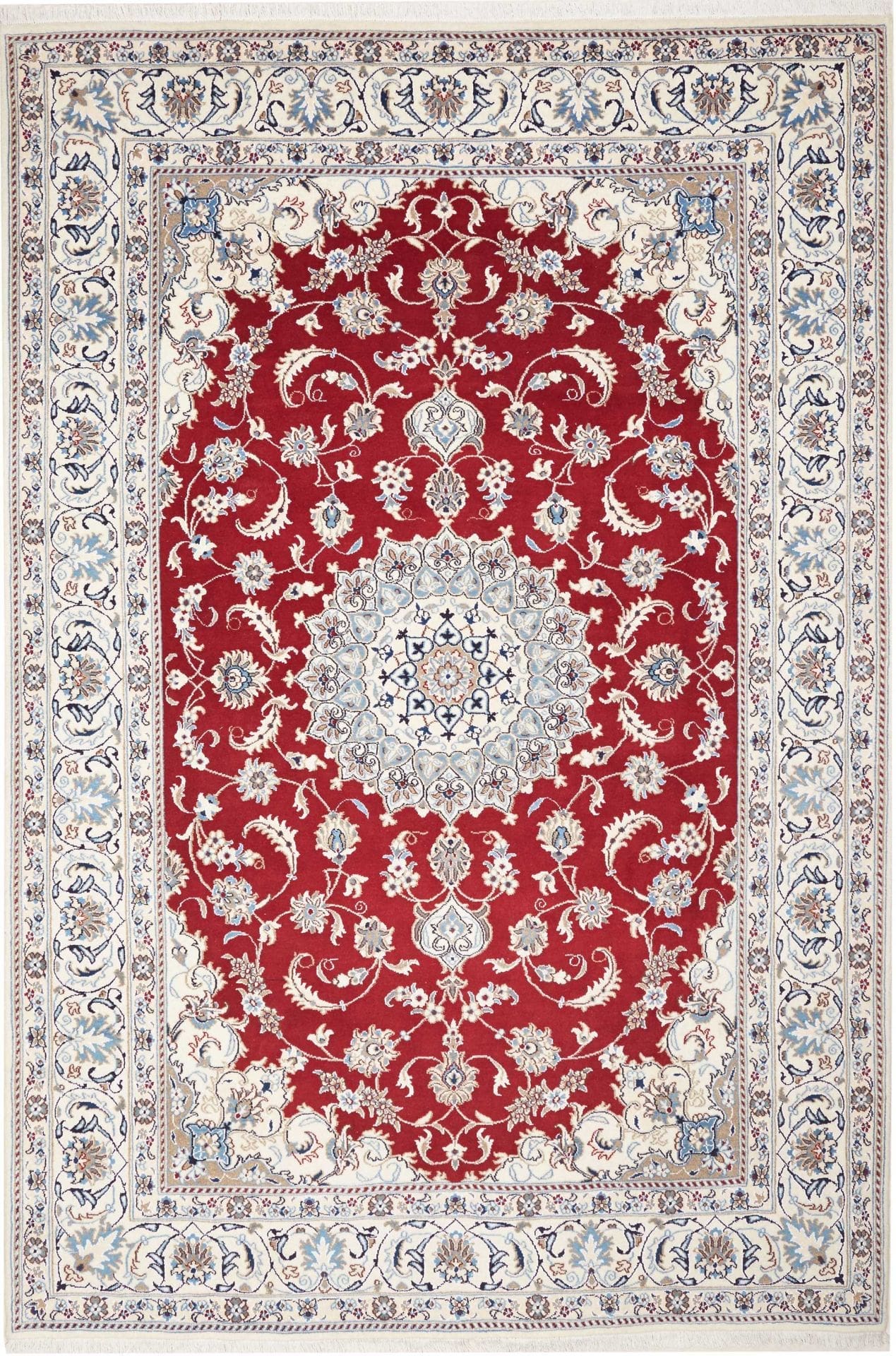 Nain Teppich 203 x 298cm, florale Muster, Schurwolle, handgeknüpft