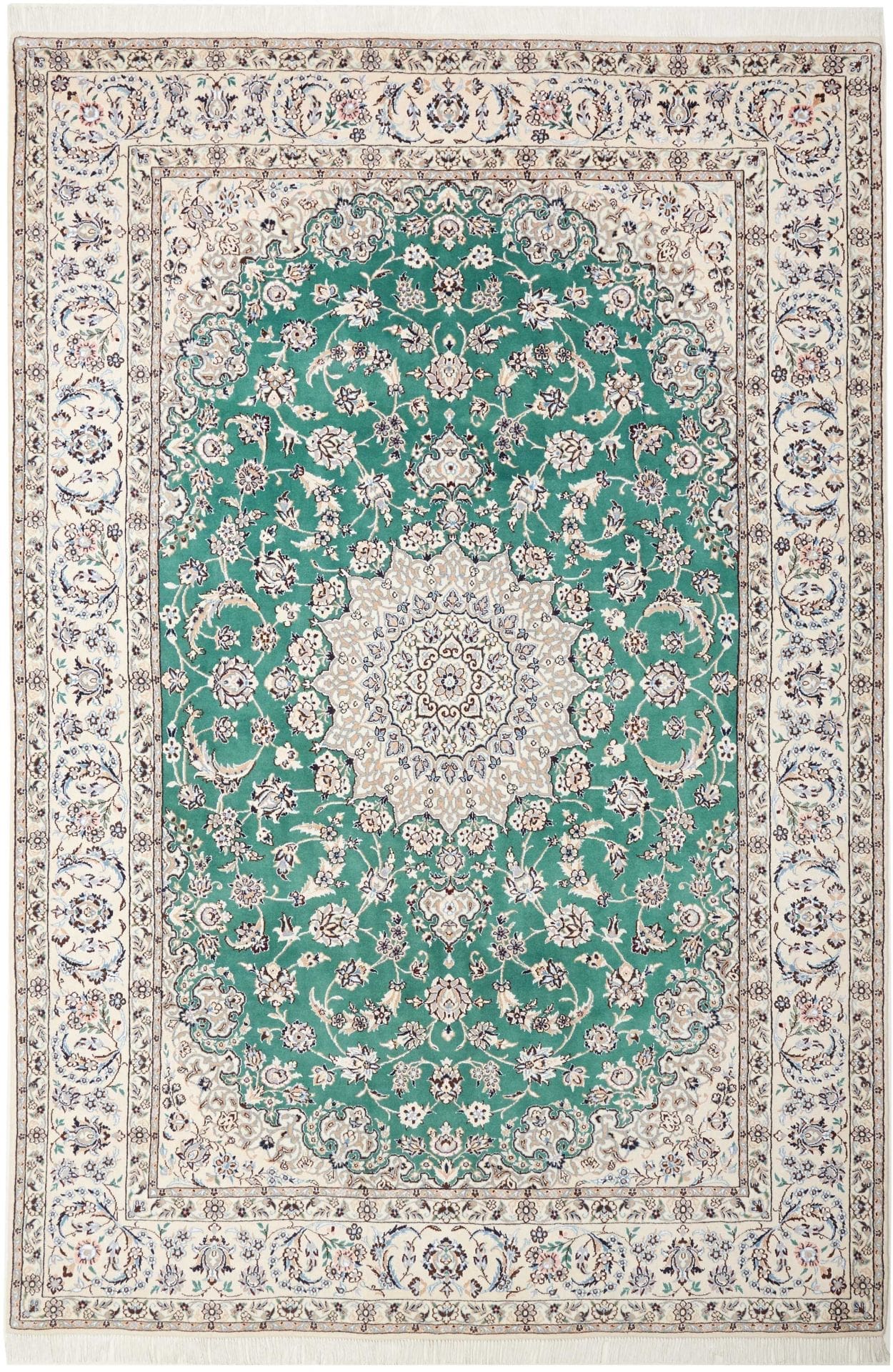 Nain Teppich 203 x 298cm, florales Design, handgeknüpft, Perserteppich