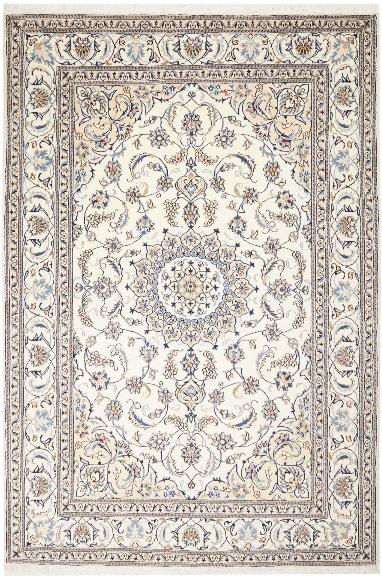 Nain Teppich 203 x 300 cm, florale Muster, Schurwolle, handgeknüpft