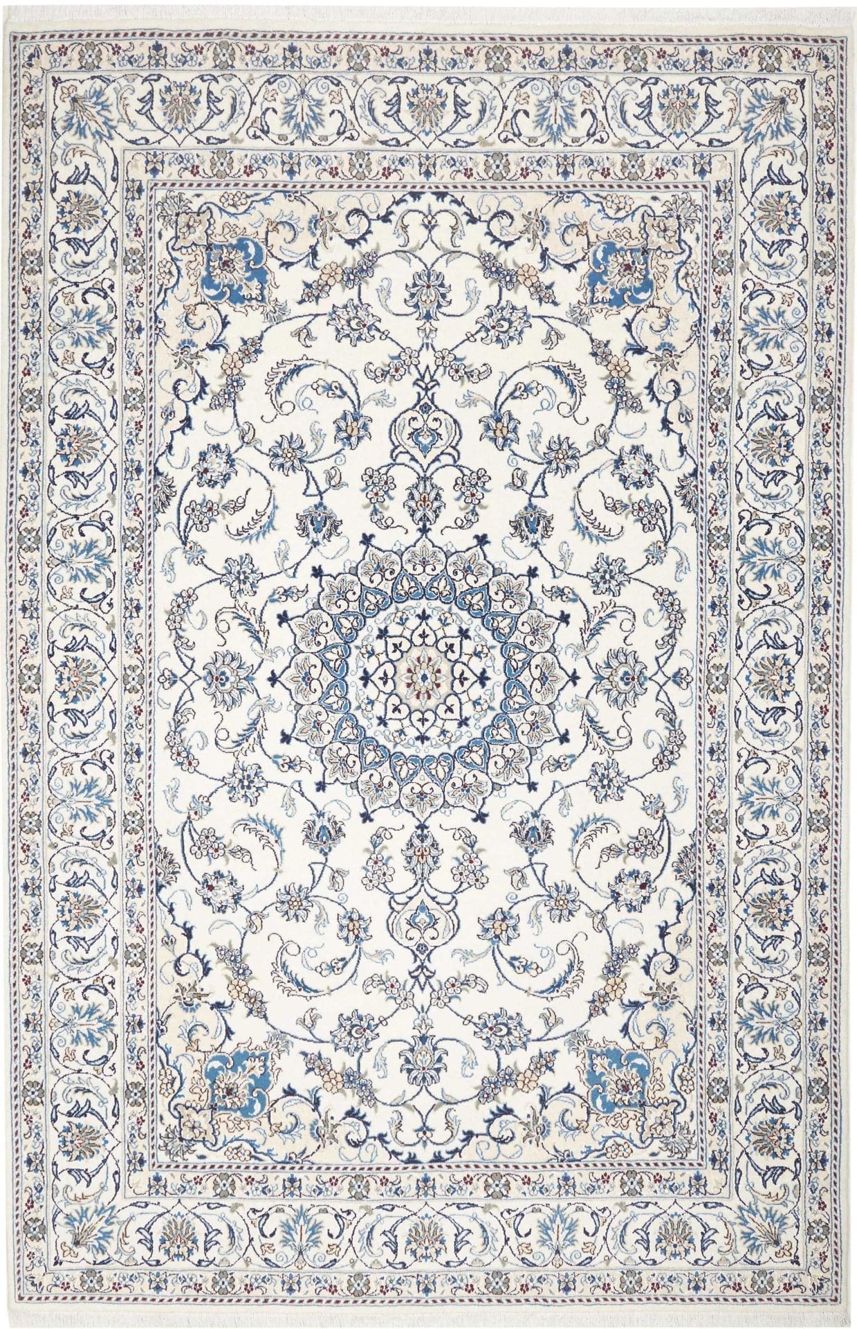 Nain Teppich 203 x 300cm, florales Muster, Schurwolle, handgeknüpft