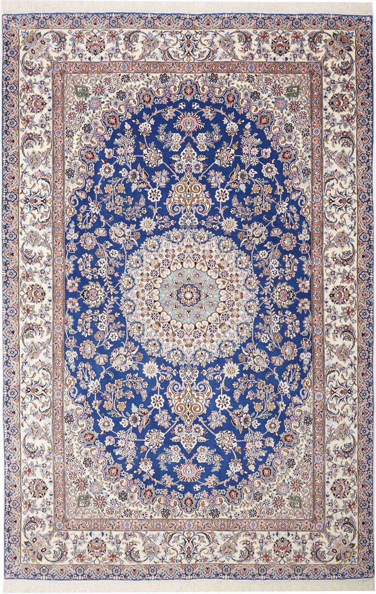 Nain Teppich 203 x 309cm, florales Muster, handgeknüpft, Perserteppich