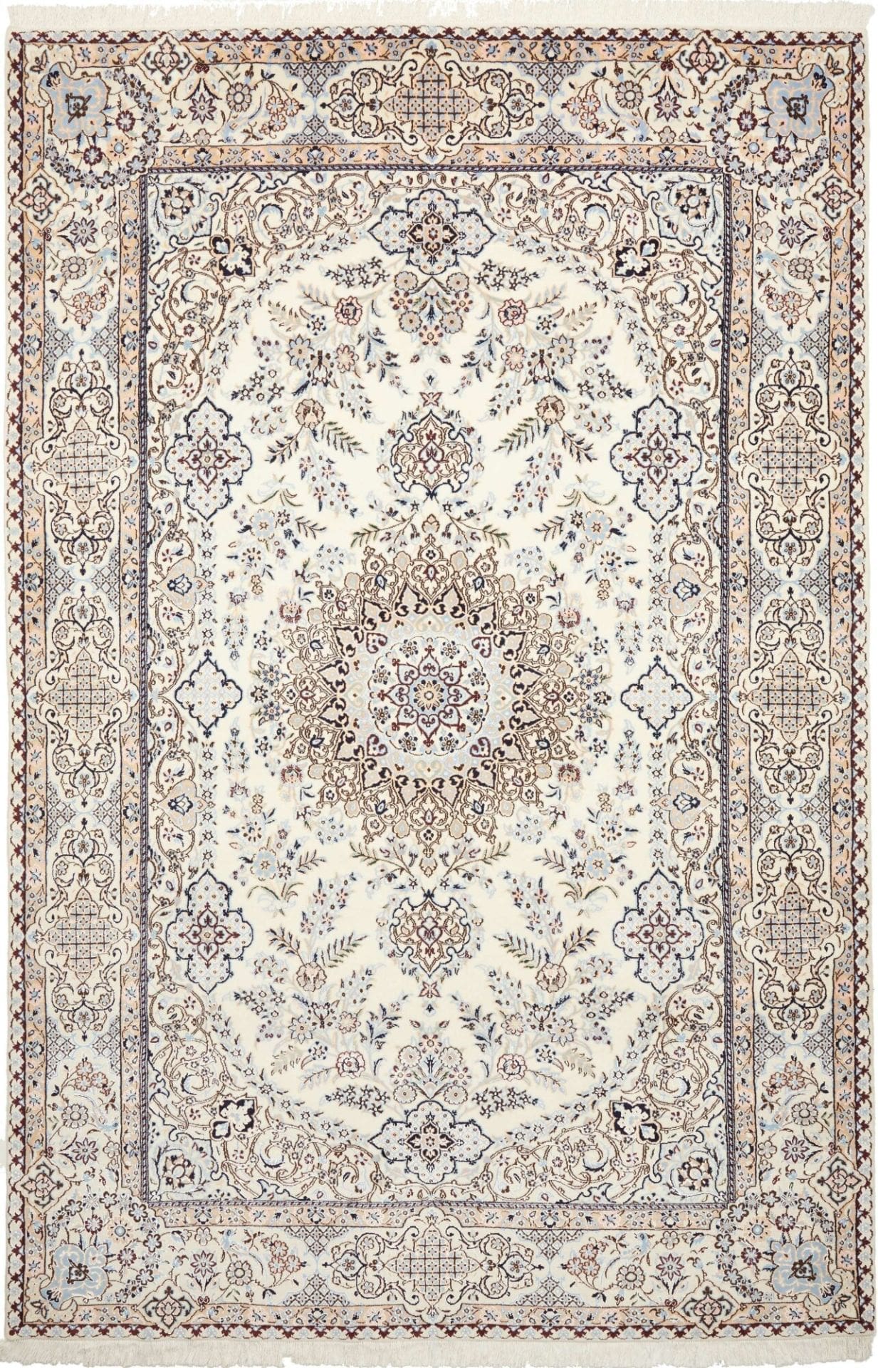 Nain Teppich 203 x 310 cm, florale Muster, handgeknüpft, Perserteppich