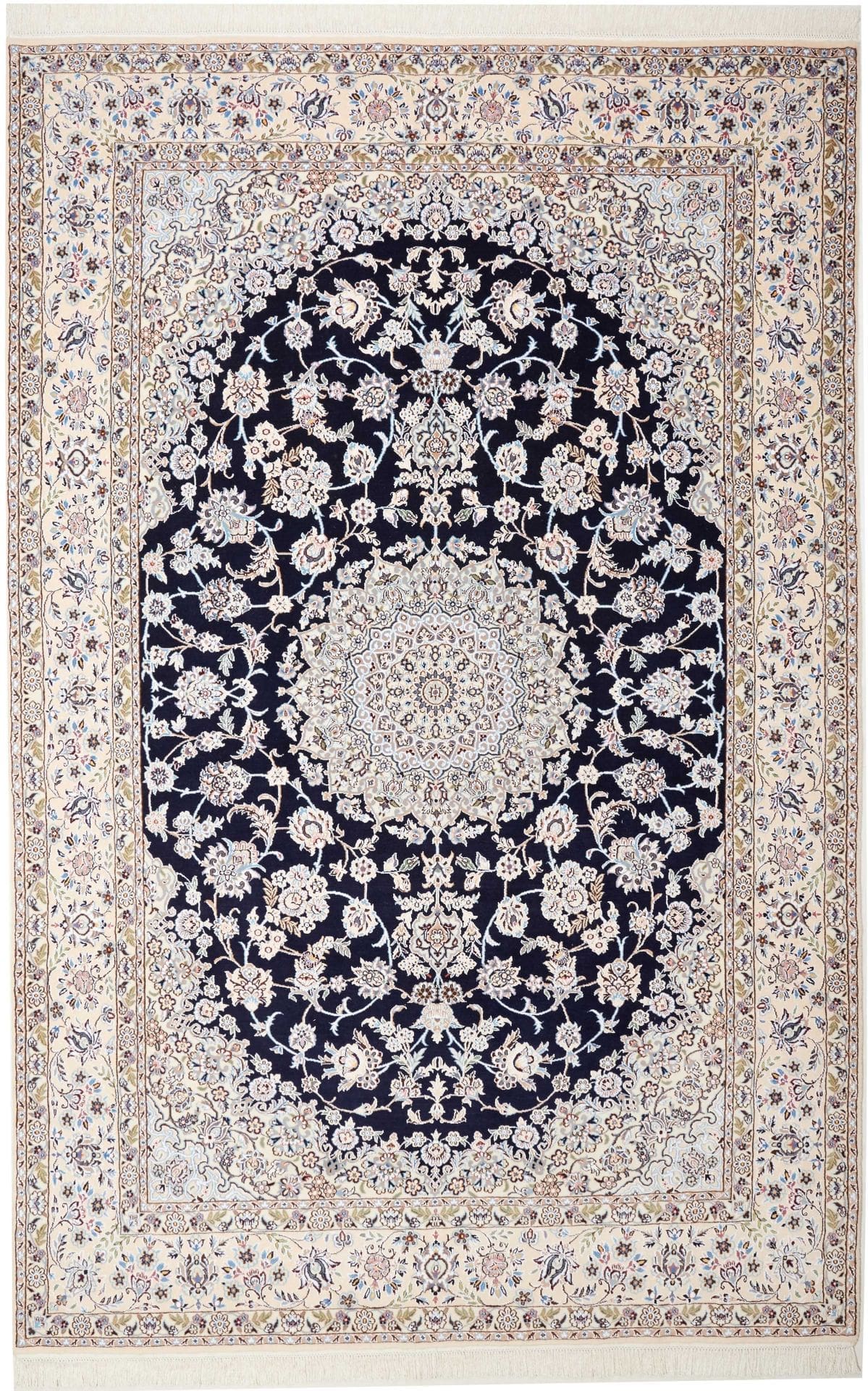 Nain Teppich 203 x 312cm, florales Muster, handgeknüpft, Perserteppich
