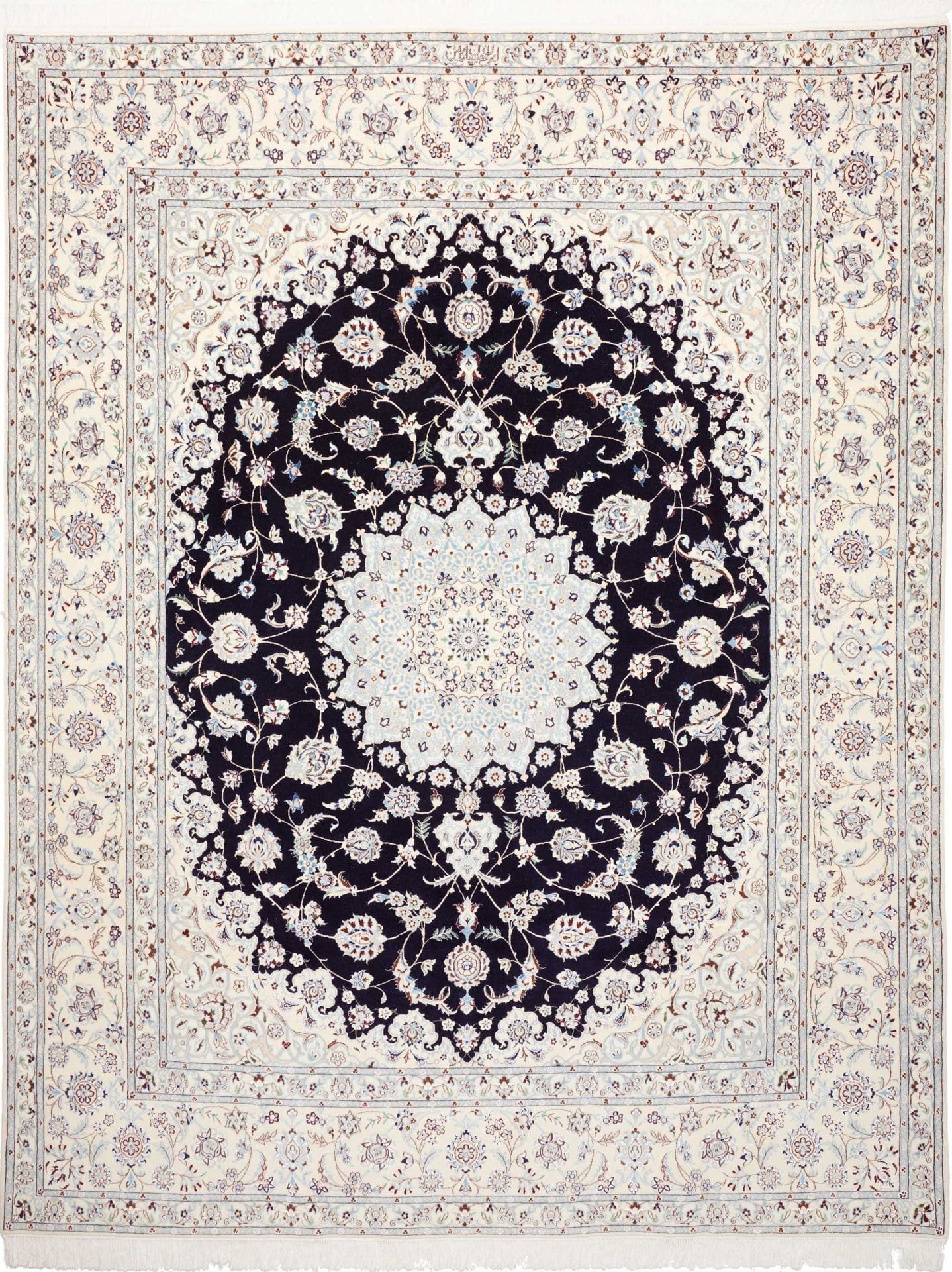 Nain Teppich 205x255cm, florales Muster, handgeknüpft, Perserteppich