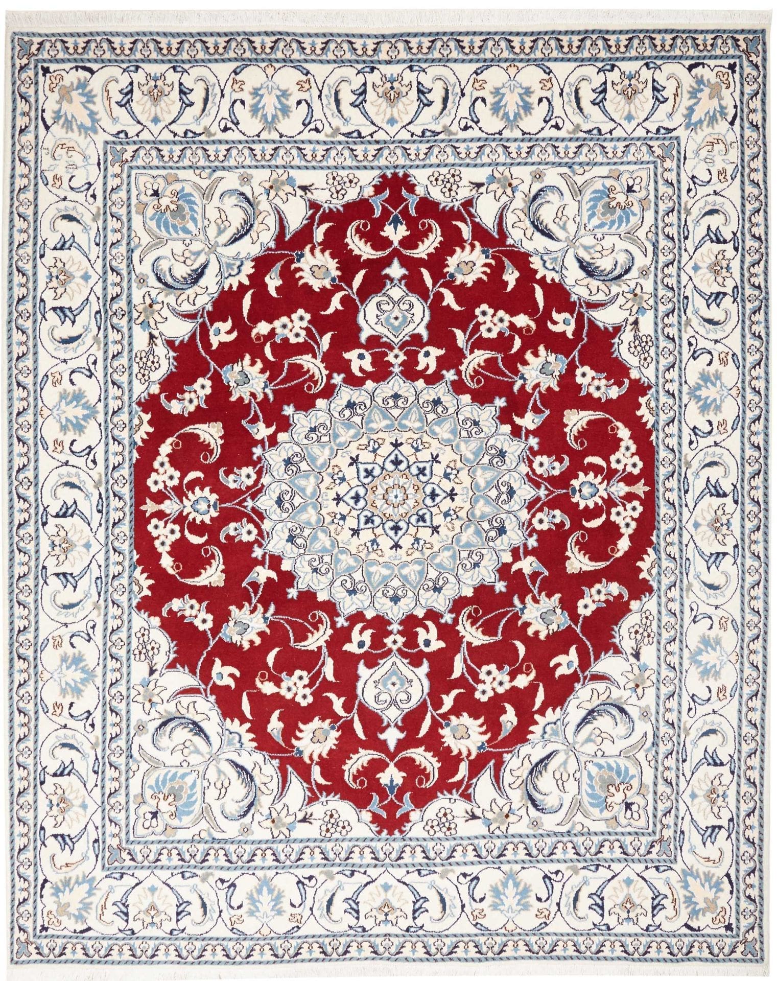 Nain Teppich 206 x 248cm, florale Muster, handgeknüpft, Perserteppich