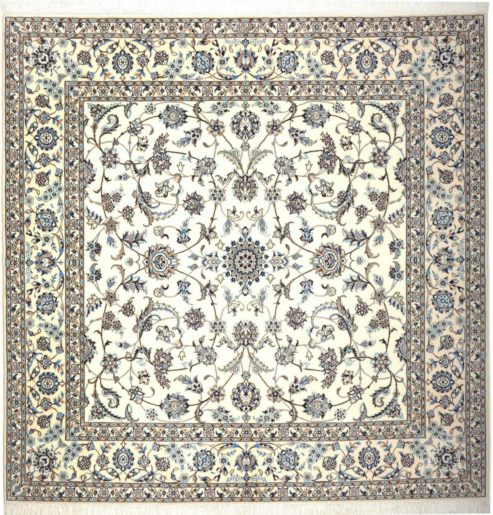 Nain Teppich 207 x 204 cm - Handgeknüpft, florales Muster, Perserteppich