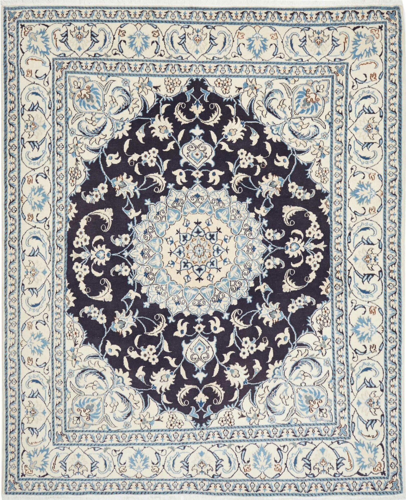 Nain Teppich 209 x 252 cm | Schurwolle, florale Muster | handgeknüpft