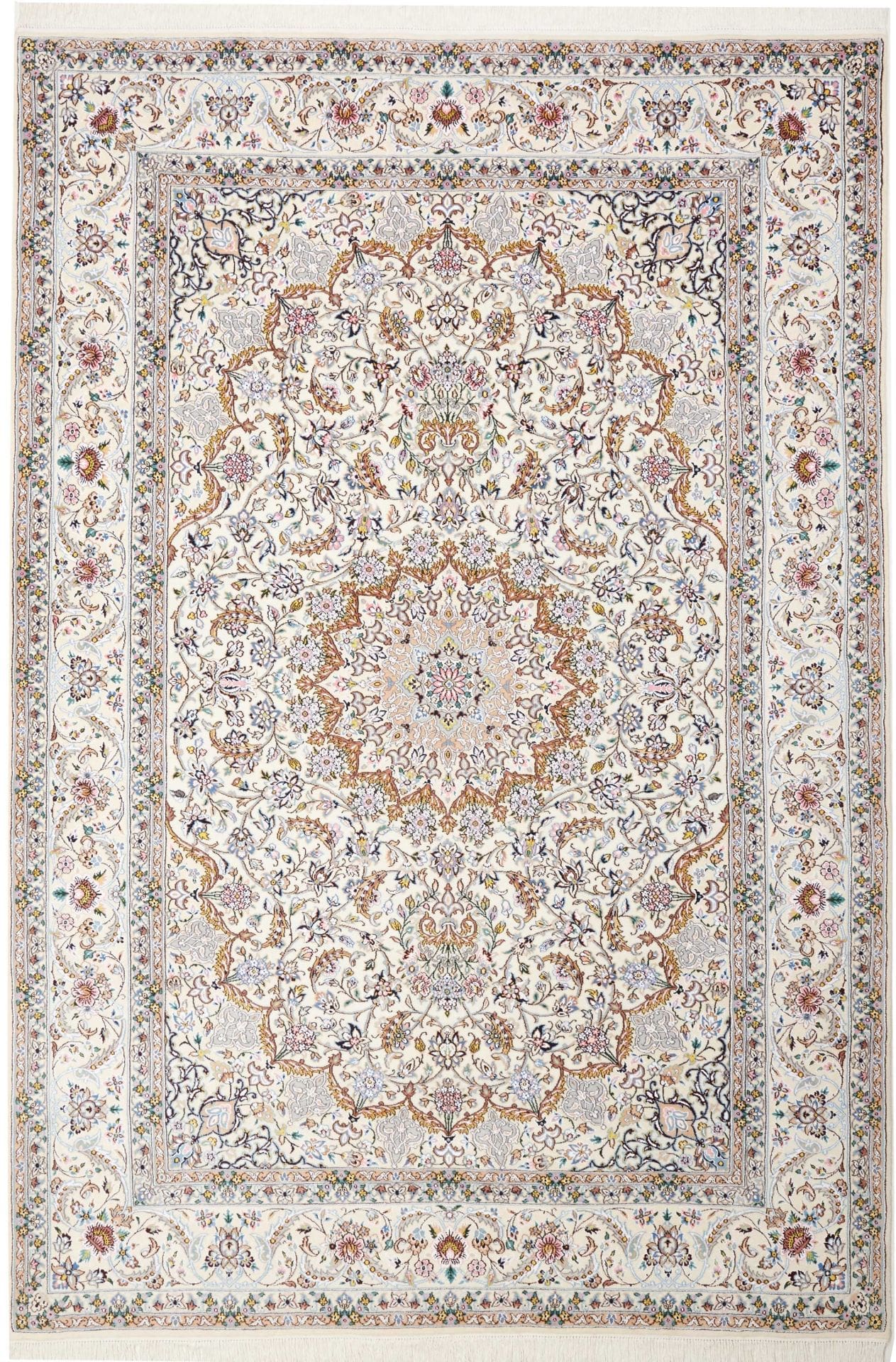 Nain Teppich 209 x 303cm, florales Muster, handgeknüpft, Perserteppich