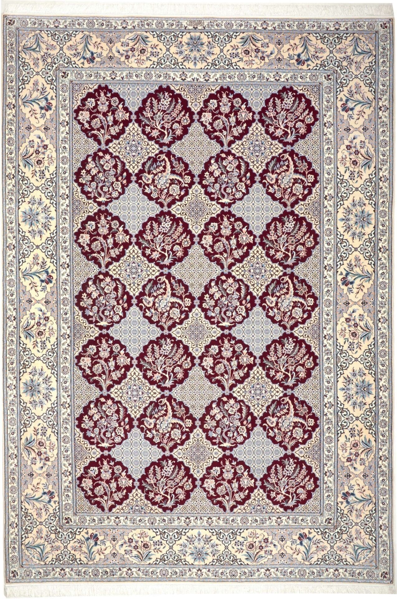 Nain Teppich 209 x 308cm, florale Muster, handgeknüpft, Perserteppich