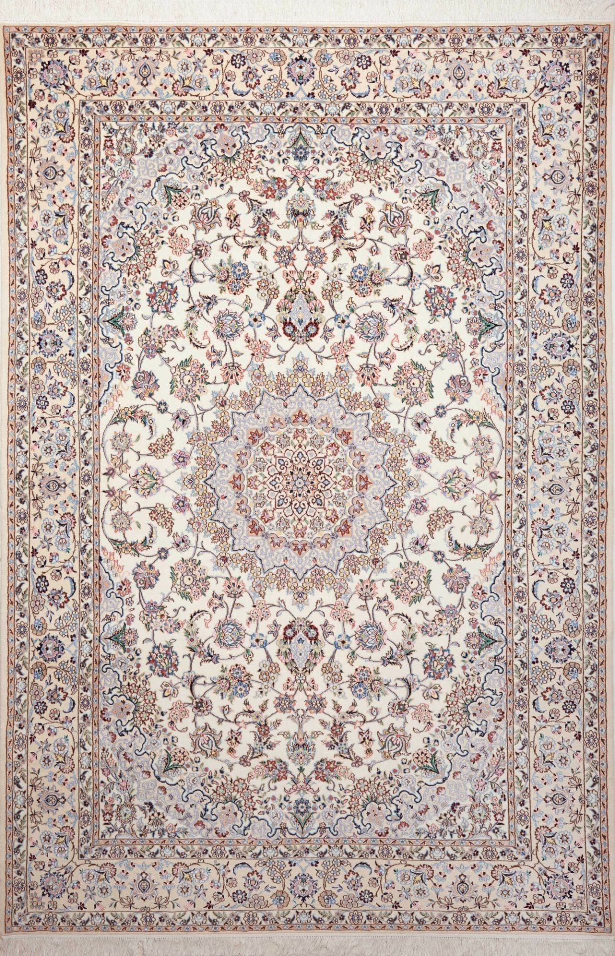 Nain Teppich 211 x 308 cm, florales Design, Schurwolle, handgeknüpft