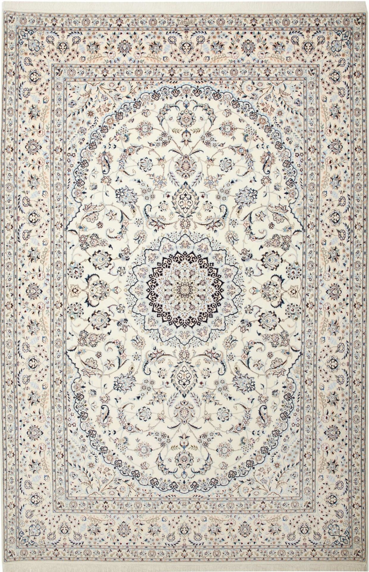 Nain Teppich 212 x 316 cm, florale Muster, handgeknüpft, Perserteppich