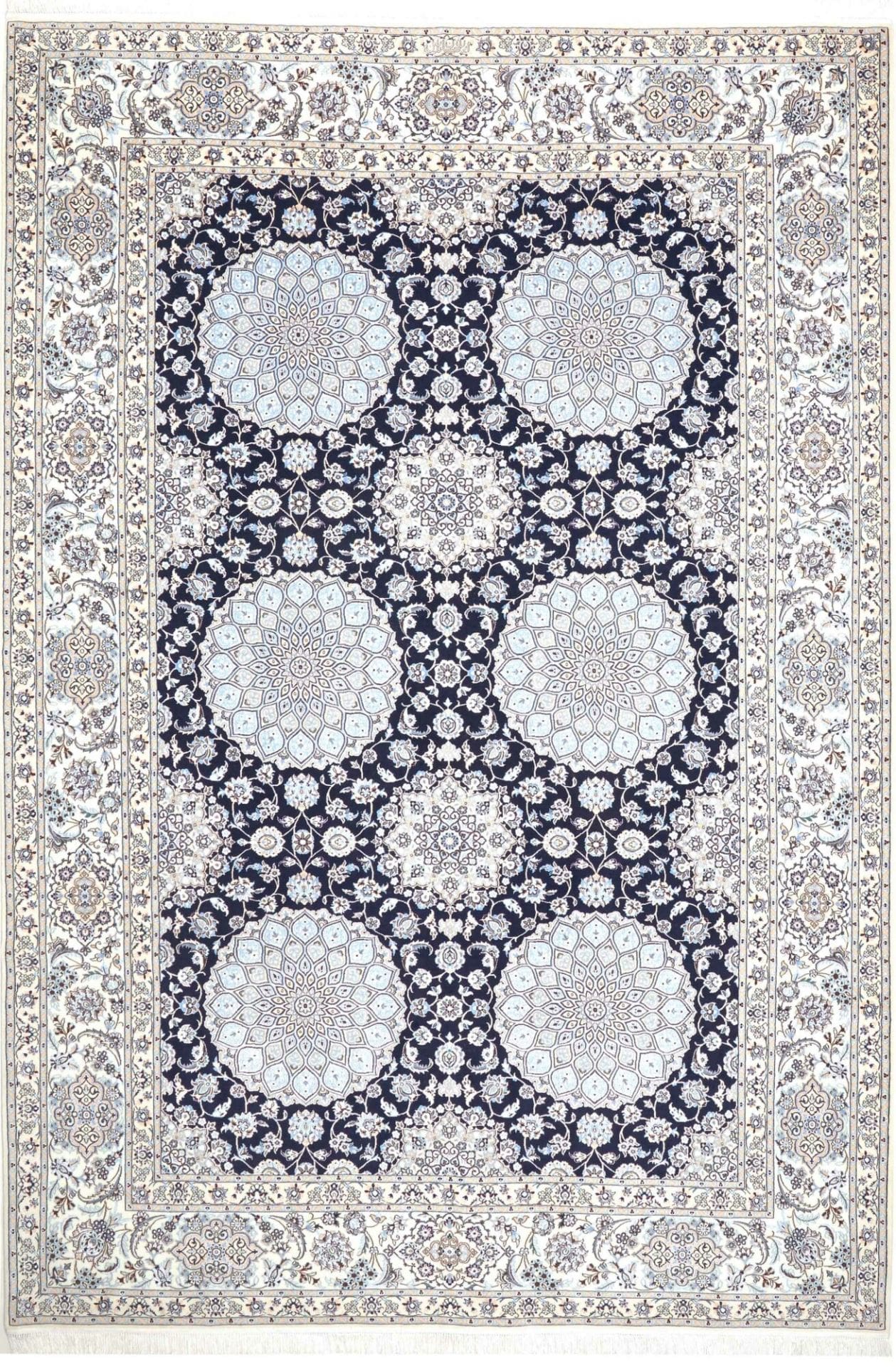 Nain Teppich 216 x 312cm, florales Design, handgeknüpft, Perserteppich