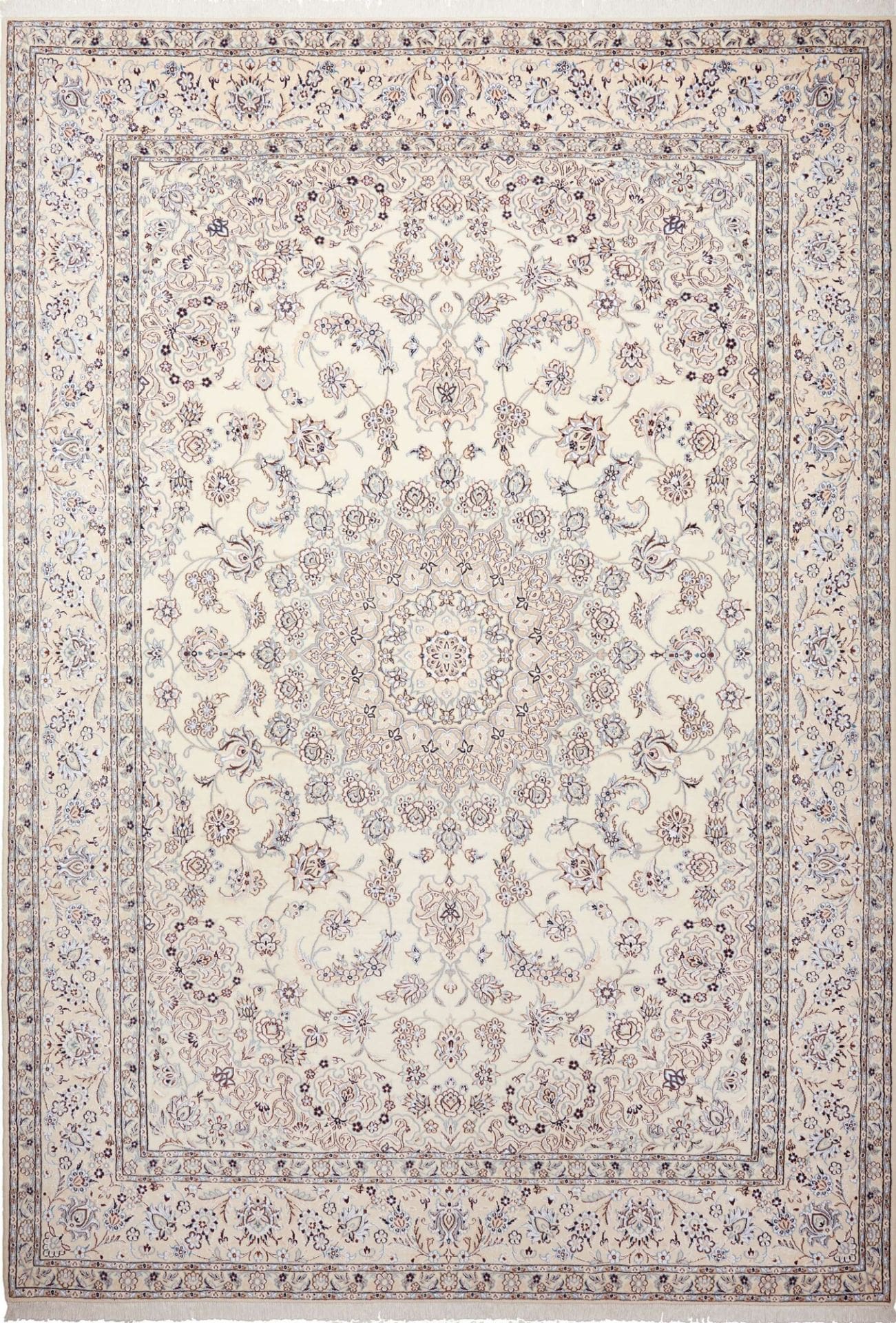 Nain Teppich 249 x 360cm, florale Muster, handgeknüpft, Perserteppich