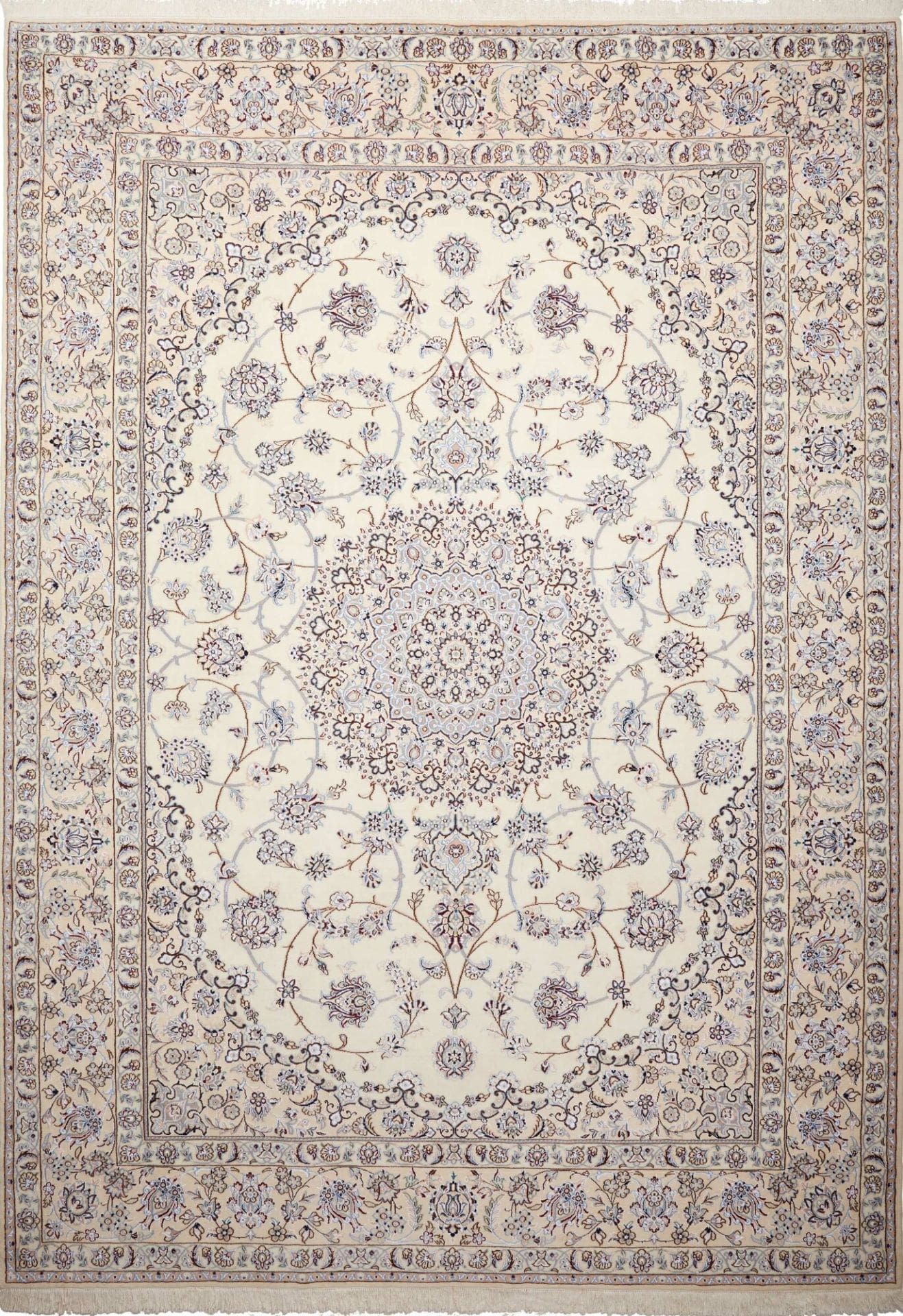 Nain Teppich 250 x 350 cm, florales Muster, handgeknüpft