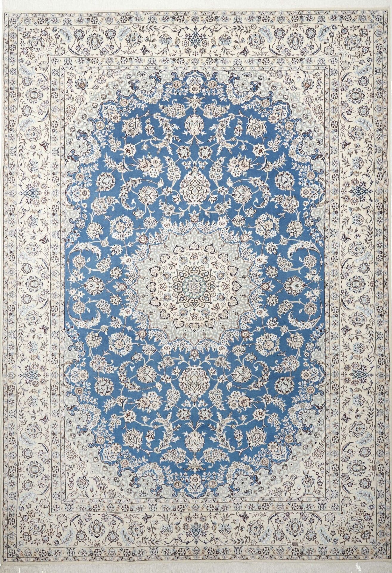 Nain Teppich 251 x 353 cm, florales Muster, handgeknüpft, Perserteppich