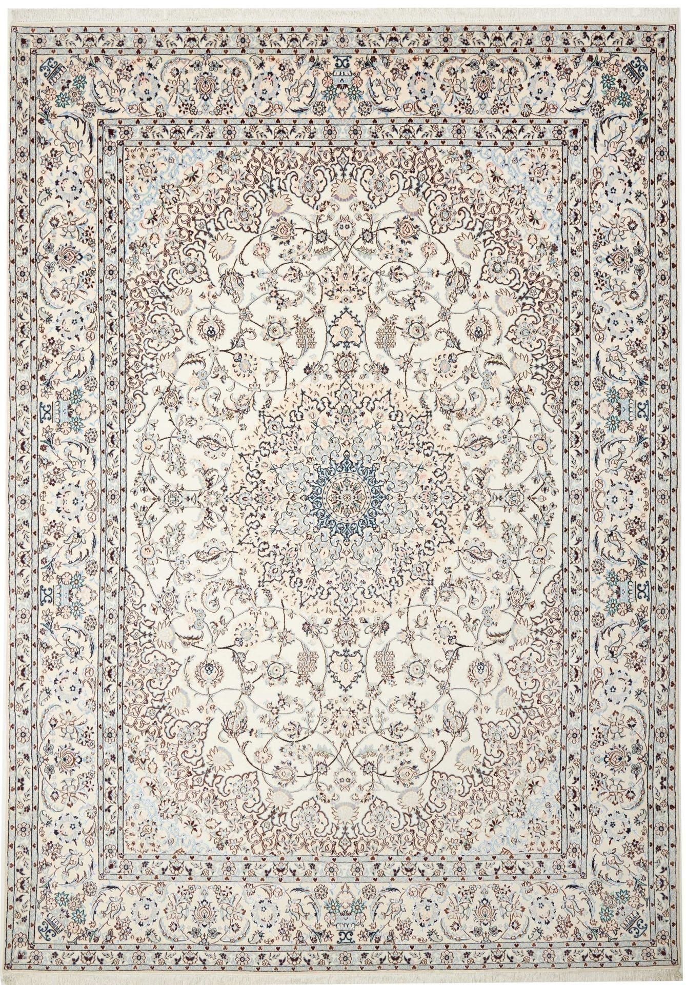 Nain Teppich 253 x 353cm, florale Muster, handgeknüpft, Perserteppich