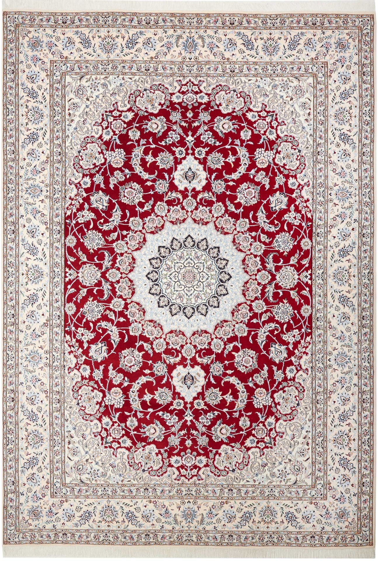 Nain Teppich 253 x 358 cm, florales Muster, handgeknüpft, Perserteppich