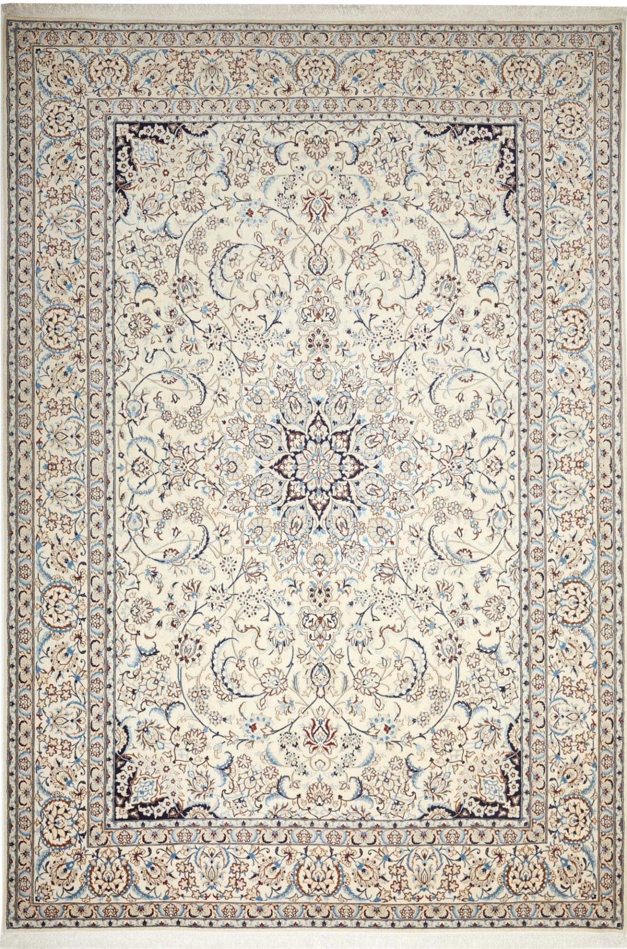 Nain Teppich 255 x 368 cm, florales Design, handgeknüpft, Perserteppich