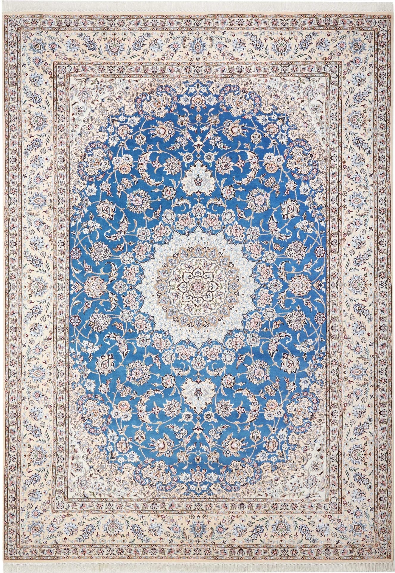 Nain Teppich 256 x 359cm, florales Muster, handgeknüpft, Perserteppich