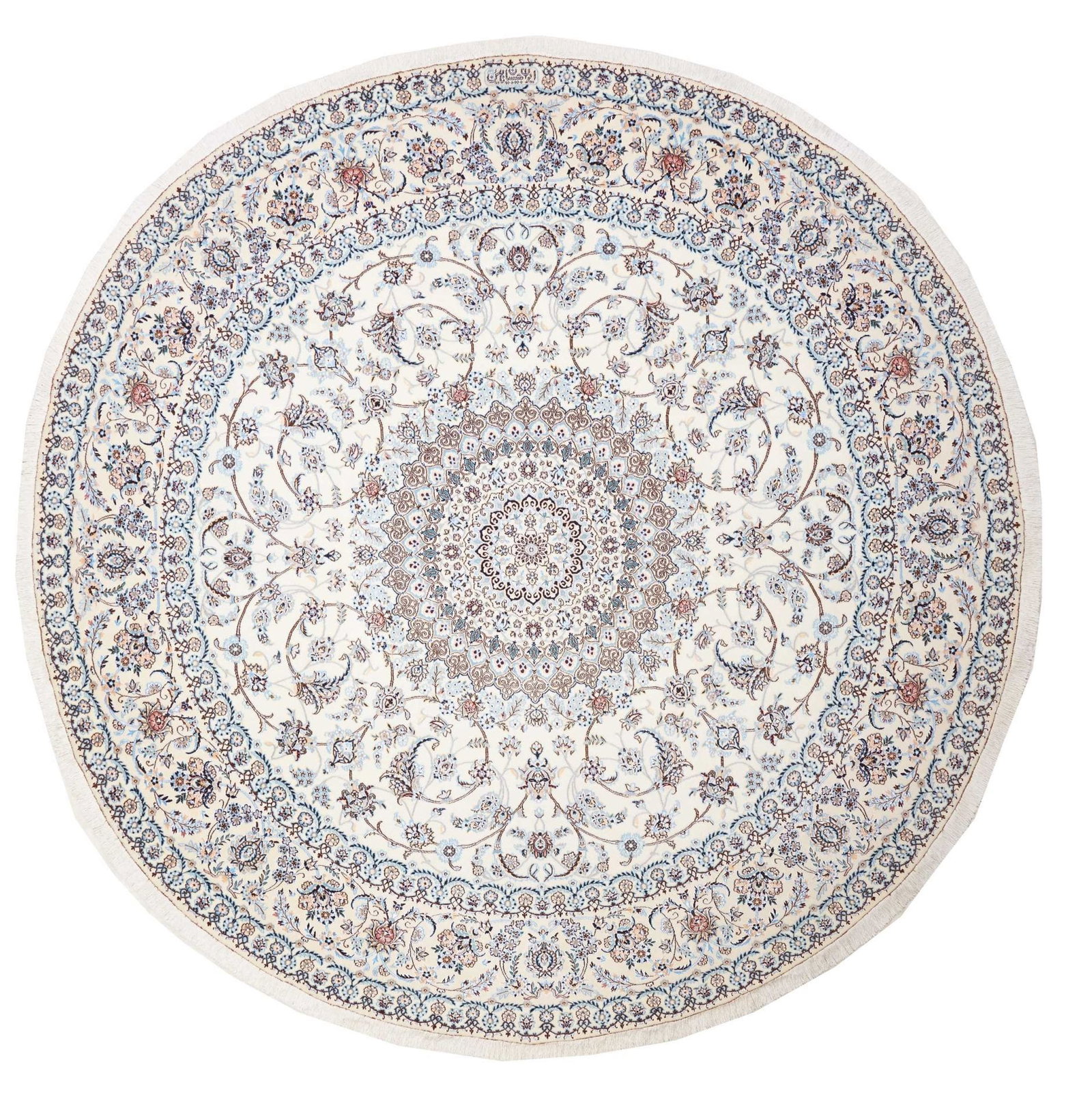 Nain Teppich 261 x 258cm, florale Muster, handgeknüpft, Perserteppich