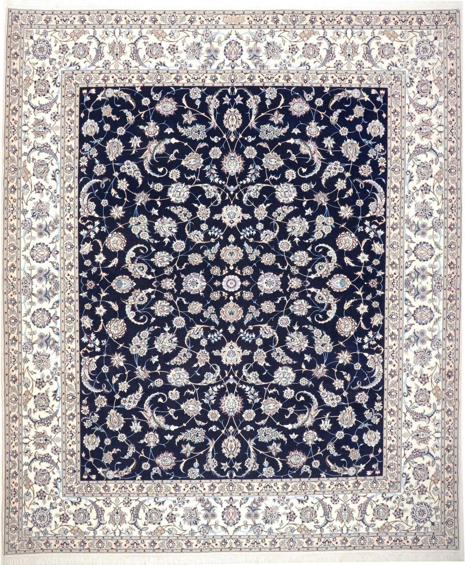 Nain Teppich 263 x 310cm, florales Muster, handgeknüpft, Perserteppich