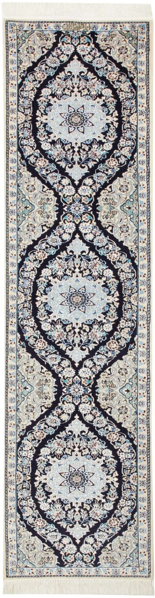 Nain Teppich 53 x 206cm, florale Muster, handgeknüpft, Perserteppich