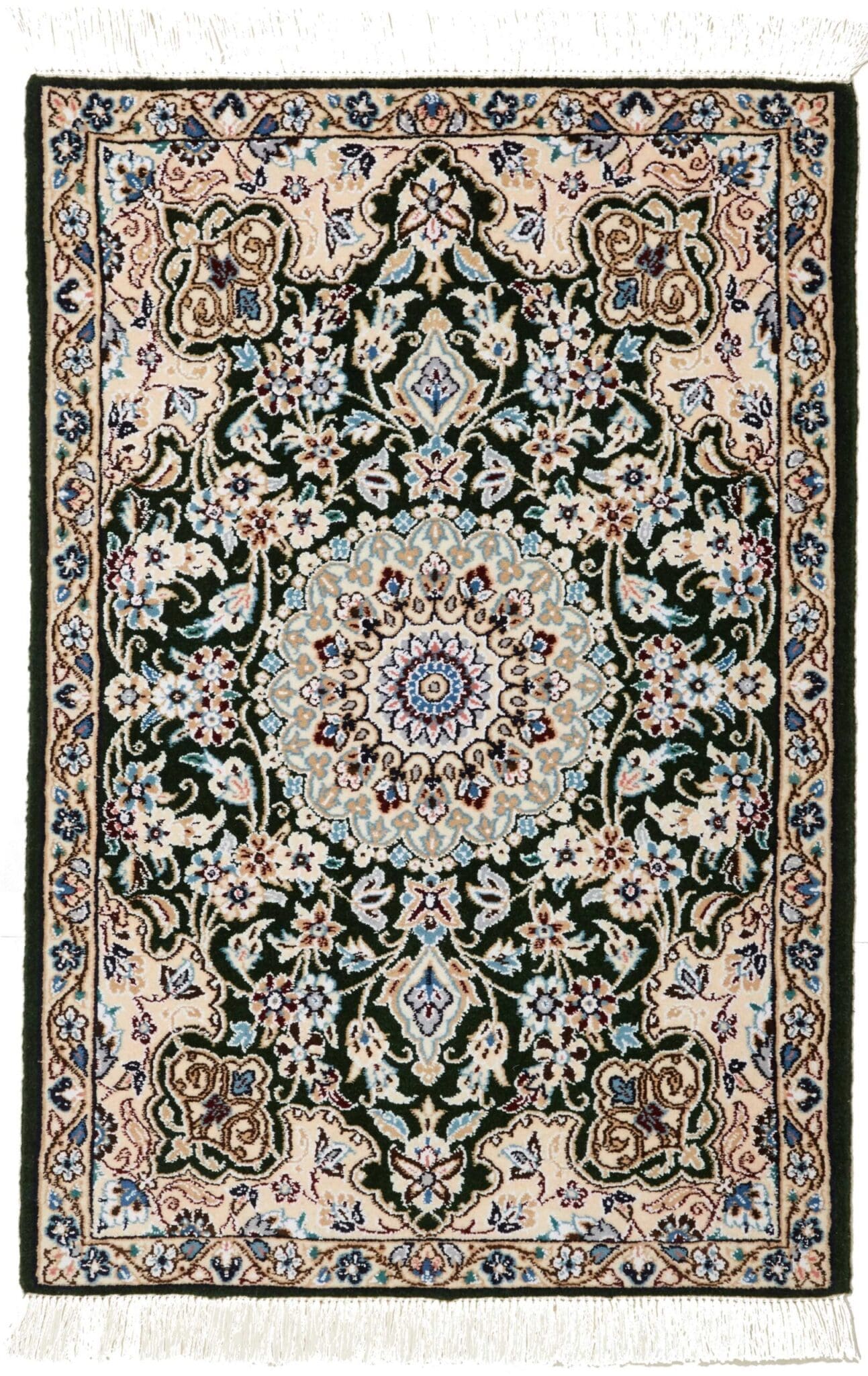 Nain Teppich 63 x 90 cm, handgeknüpft, Flor aus Schurwolle