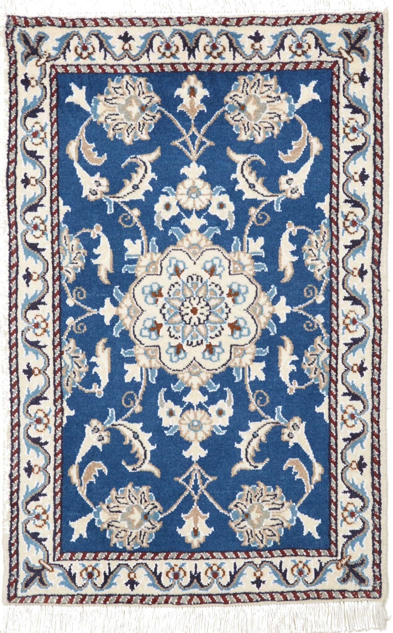 Nain Teppich 63 x 90cm, florale Muster, Schurwolle, handgeknüpft