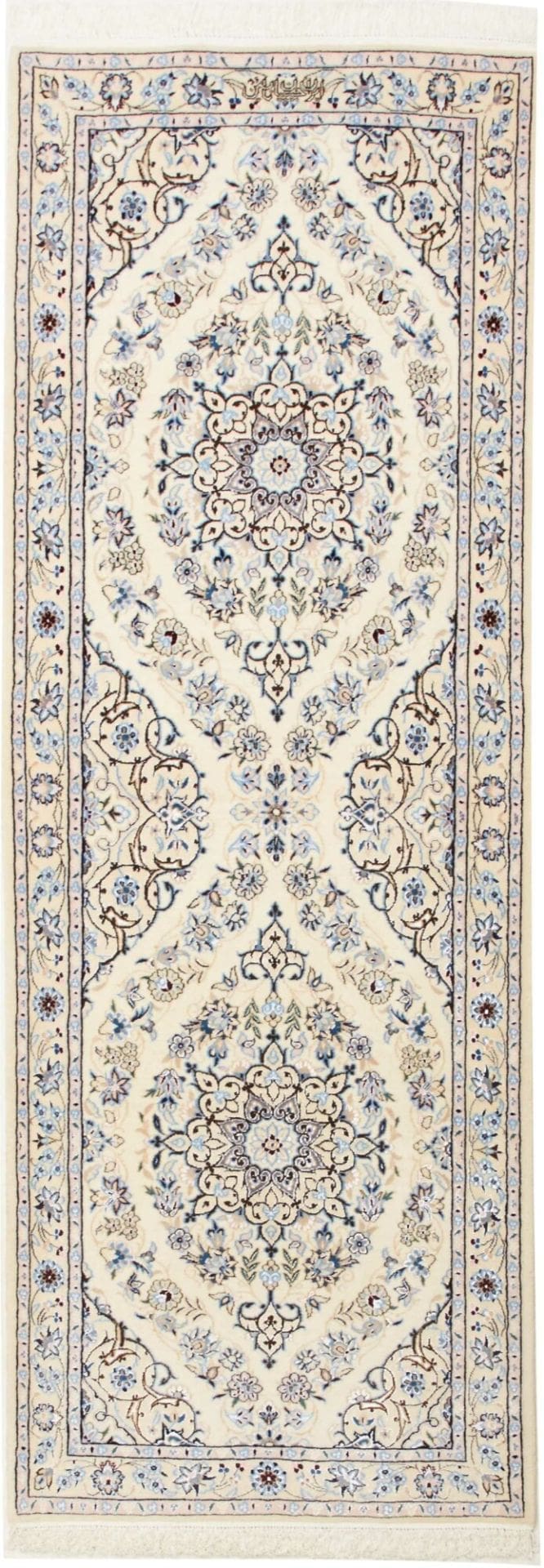 Nain Teppich 64x186cm, Schurwolle, florale Muster, handgeknüpft