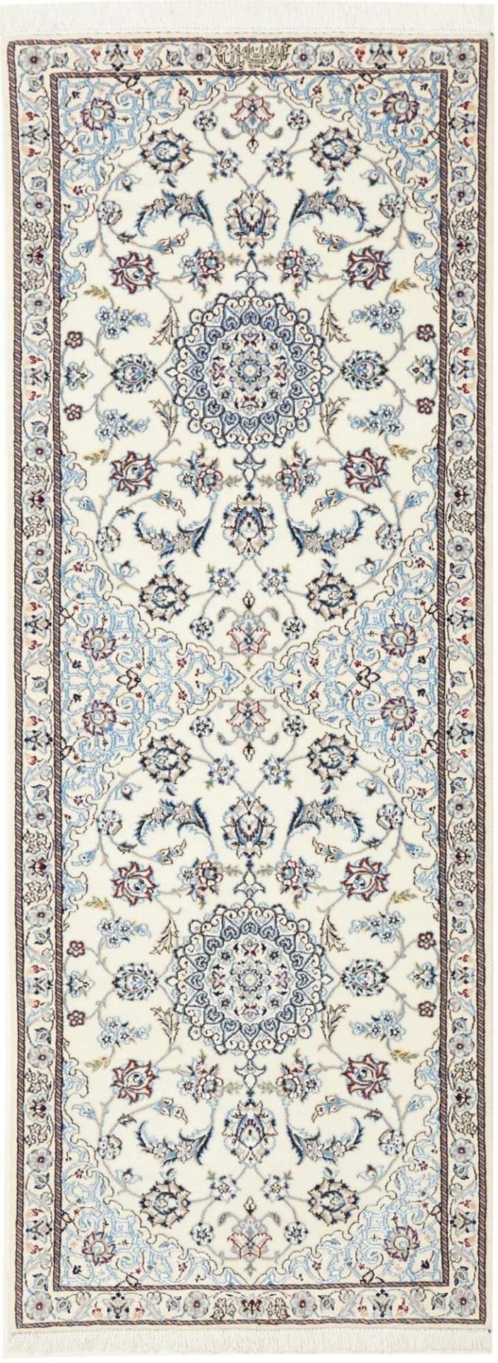 Nain Teppich 65 x 177 cm, florales Muster, handgeknüpft