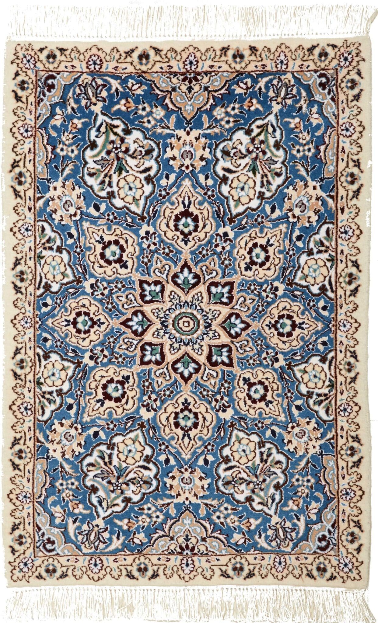 Nain Teppich 65 x 93cm, florales Design, handgeknüpft, Perserteppich