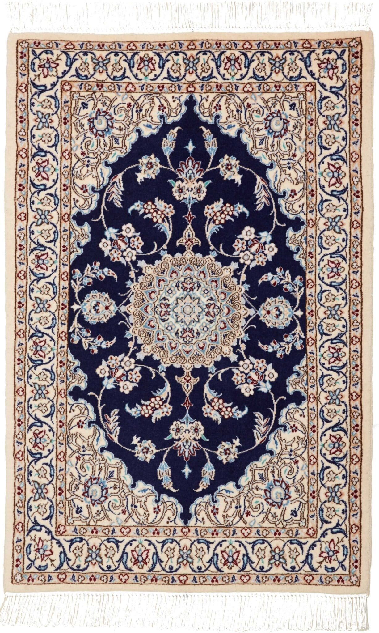 Nain Teppich 65 x 96 cm, florale Muster, handgeknüpft, Perserteppich