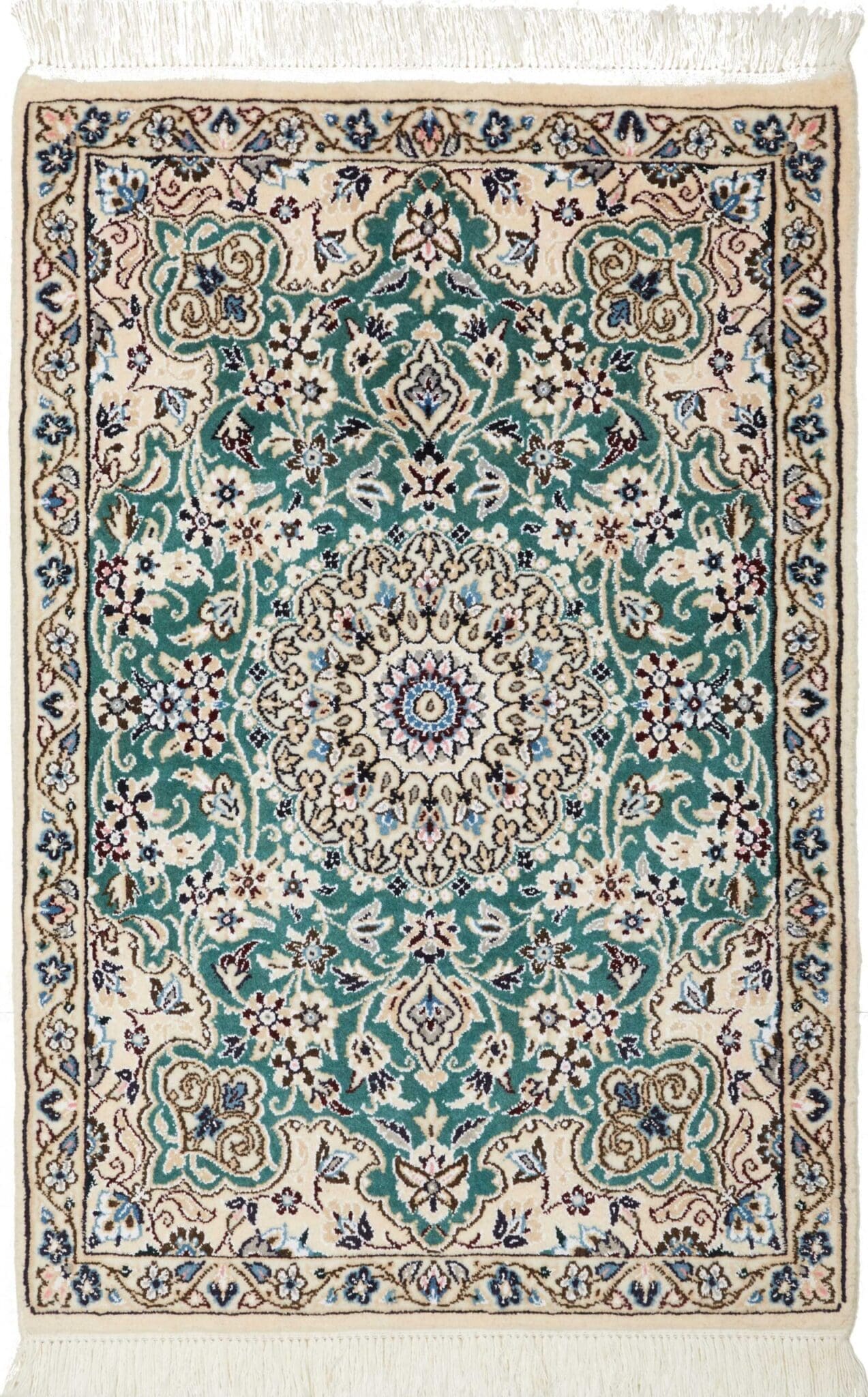 Nain Teppich 66 x 92 cm, florale Muster, handgeknüpft, Perserteppich