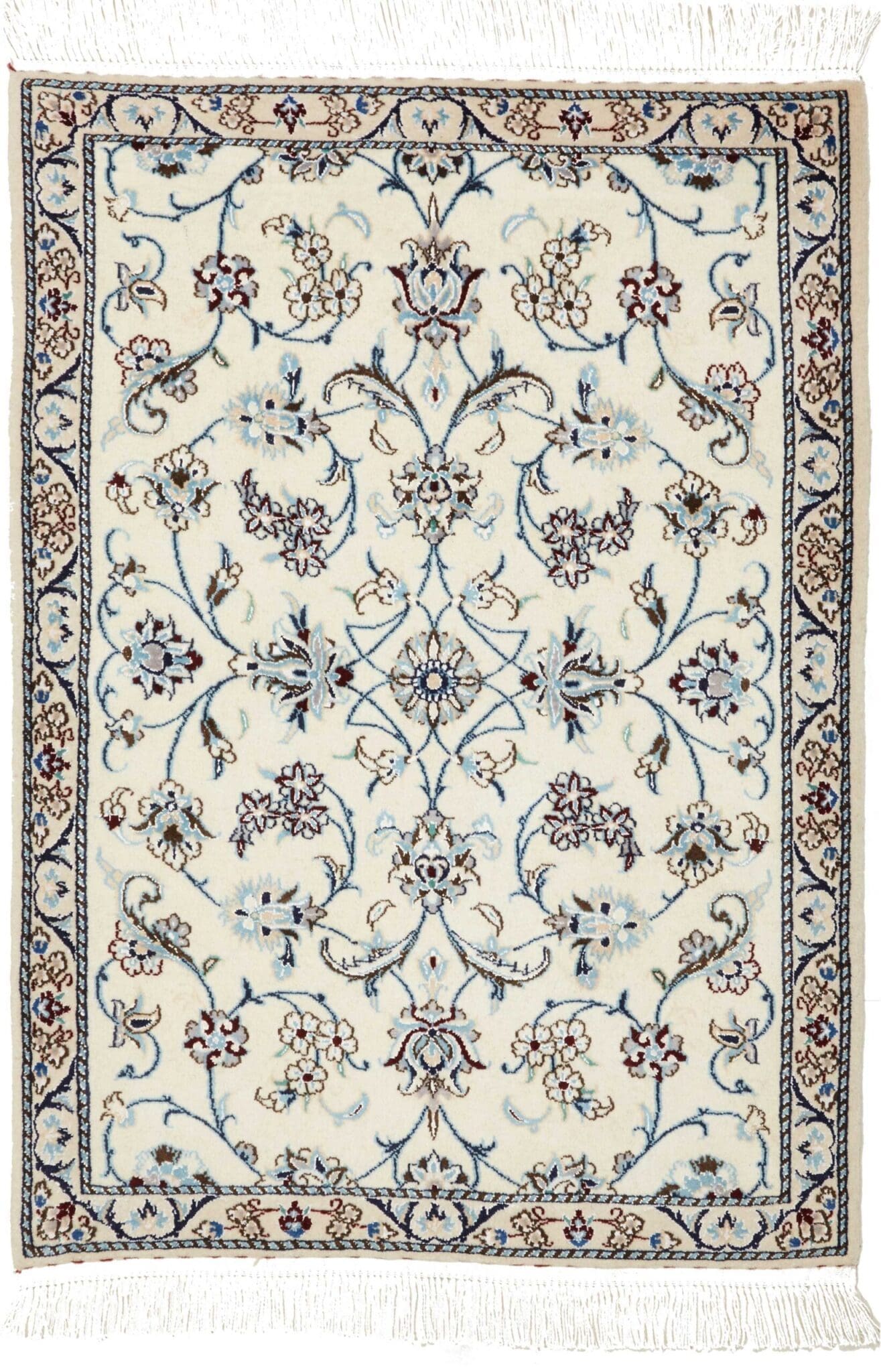 Nain Teppich 67 x 90 cm, florale Muster, handgeknüpft, Perserteppich