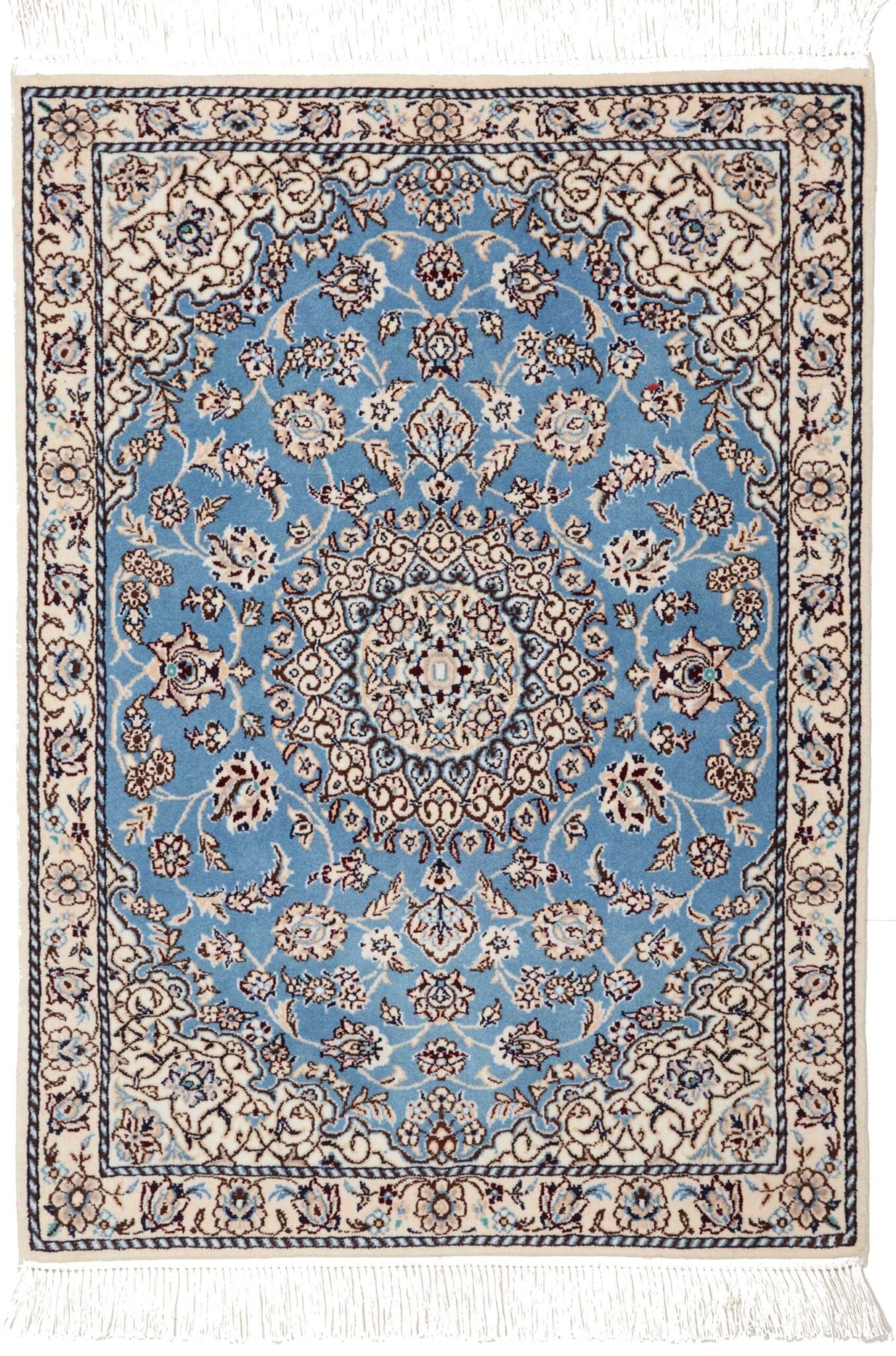 Nain Teppich 67x89 cm, Schurwolle, florale Muster, handgeknüpft