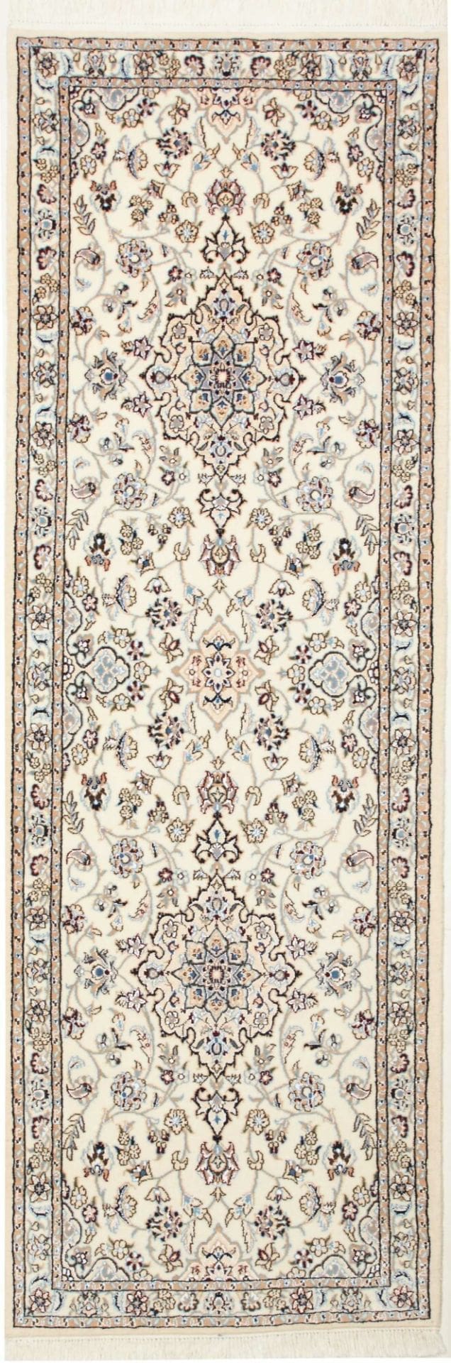 Nain Teppich 72 x 217cm, florales Design, handgeknüpft, Perserteppich