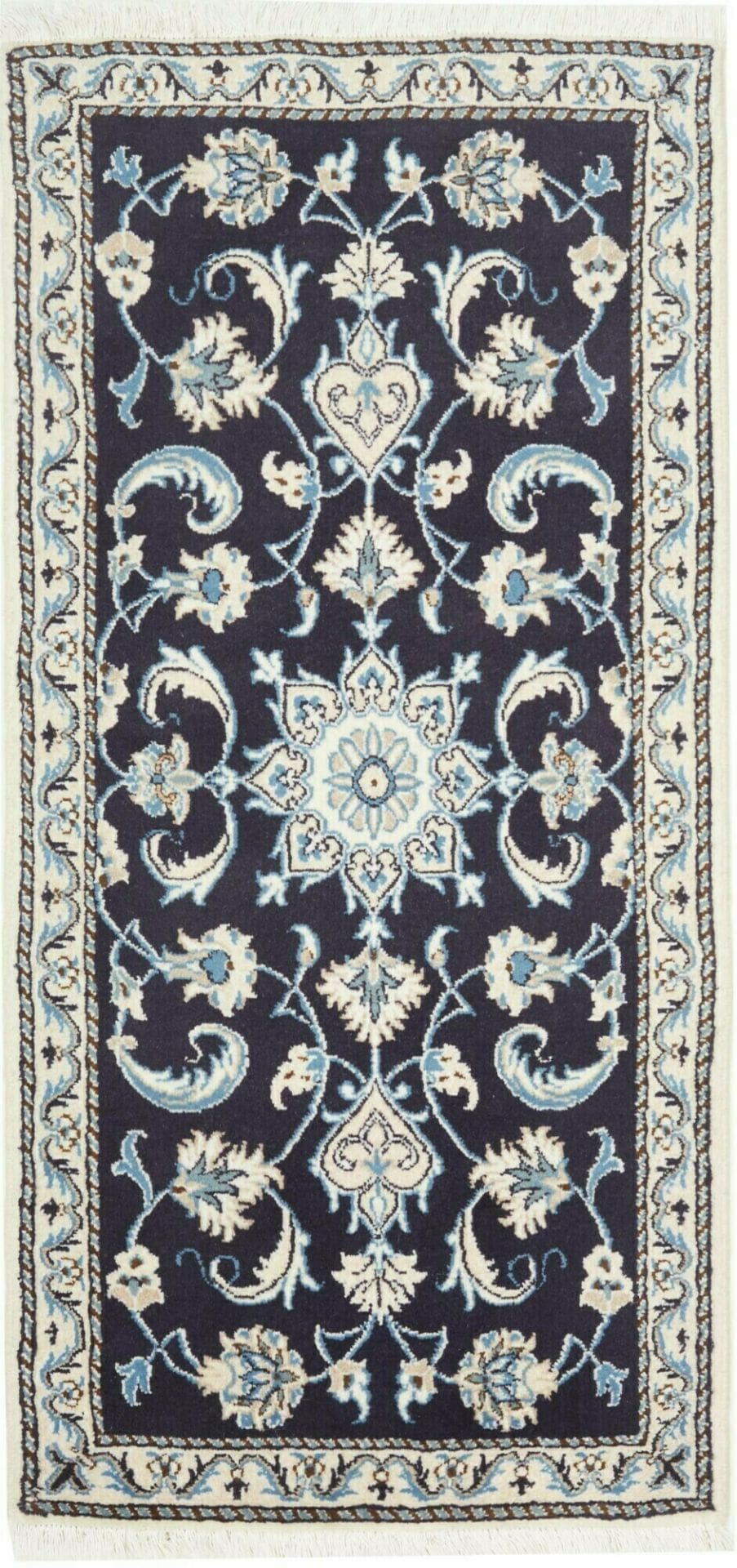 Nain Teppich 73 x 133 cm, florale Muster, Schurwolle, handgeknüpft