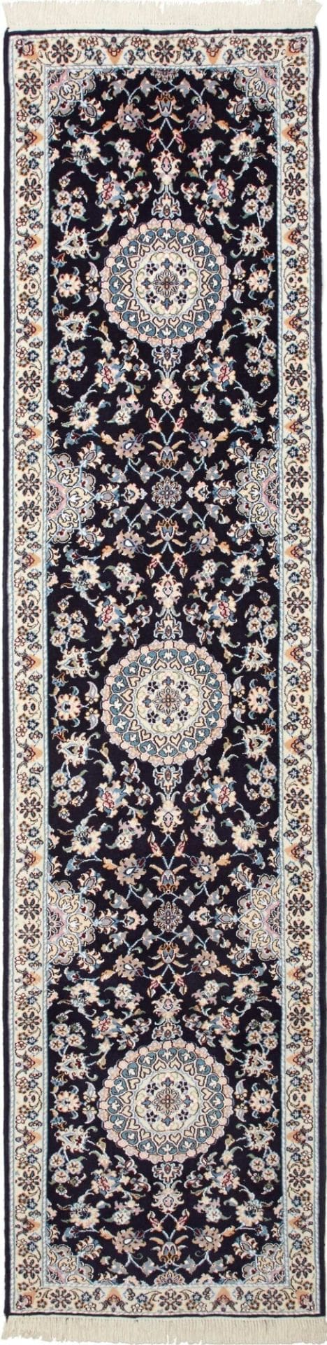 Nain Teppich 73 x 288cm, florale Muster, Schurwolle, handgeknüpft