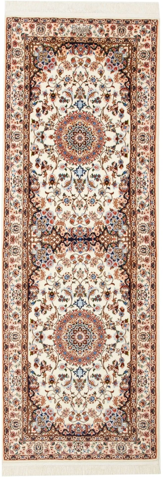 Nain Teppich 79 x 218cm, florales Muster, Schurwolle, handgeknüpft