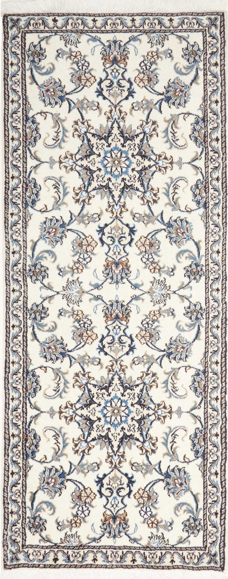 Nain Teppich 80 x 194cm, florales Muster, handgeknüpft, Perserteppich