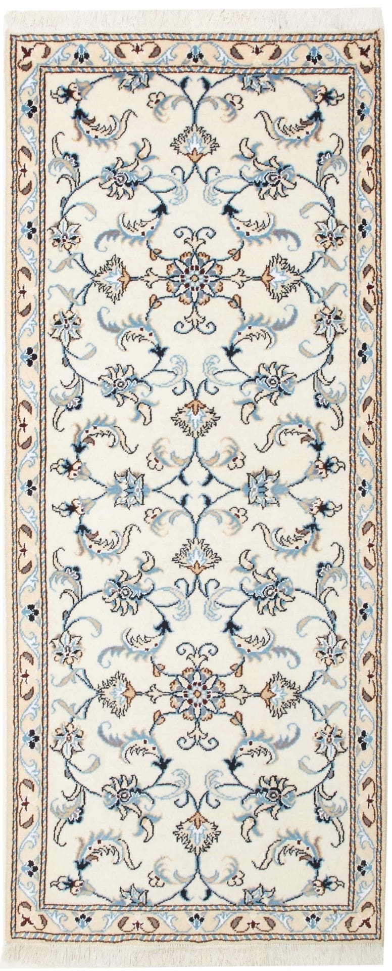 Nain Teppich 81 x 200cm, florales Muster, handgeknüpft, Perserteppich