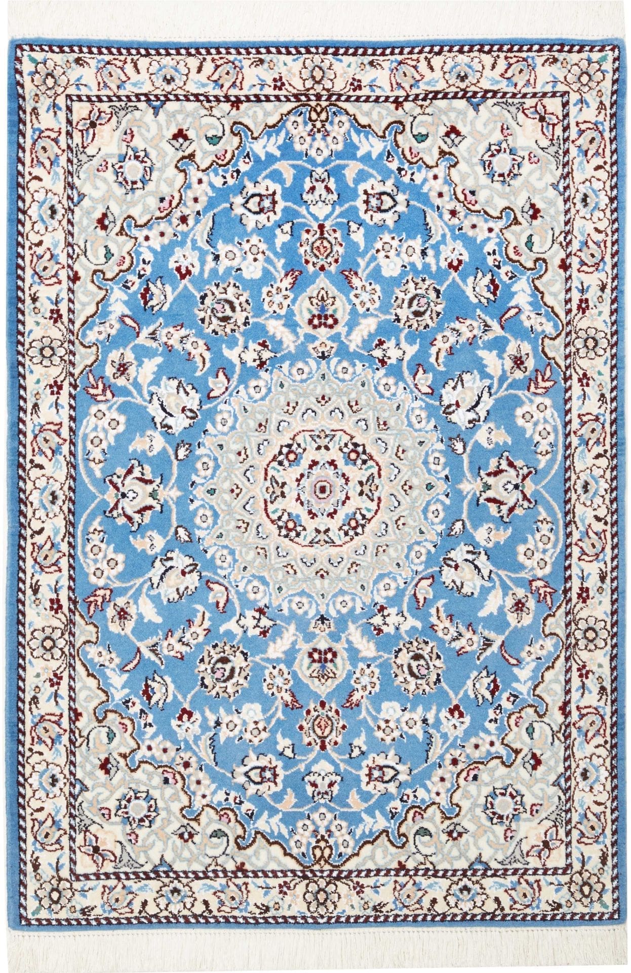 Nain Teppich 82 x 116 cm, florales Muster, handgeknüpft, Perserteppich