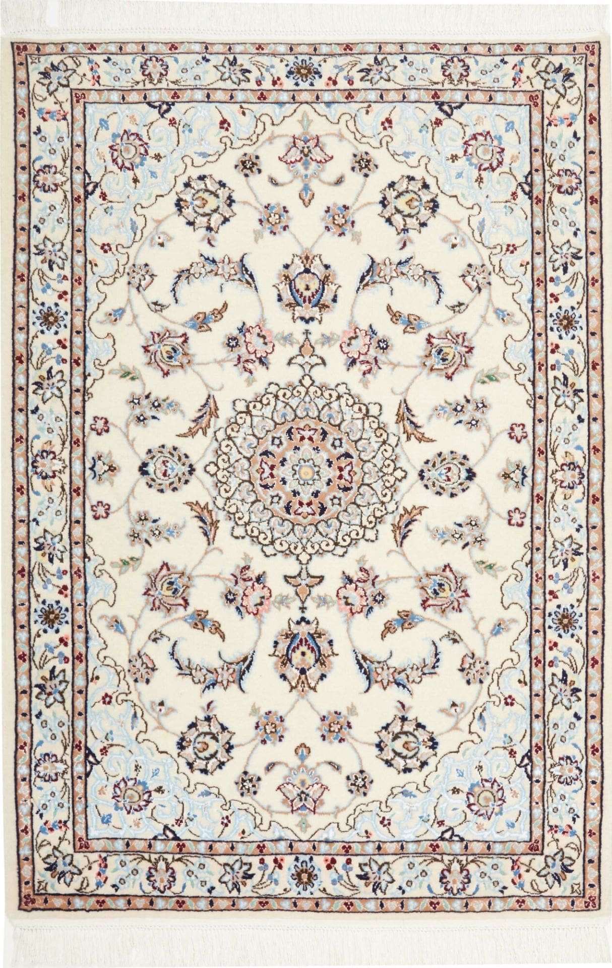 Nain Teppich 82 x 117cm, florale Muster, handgeknüpft, Perserteppich