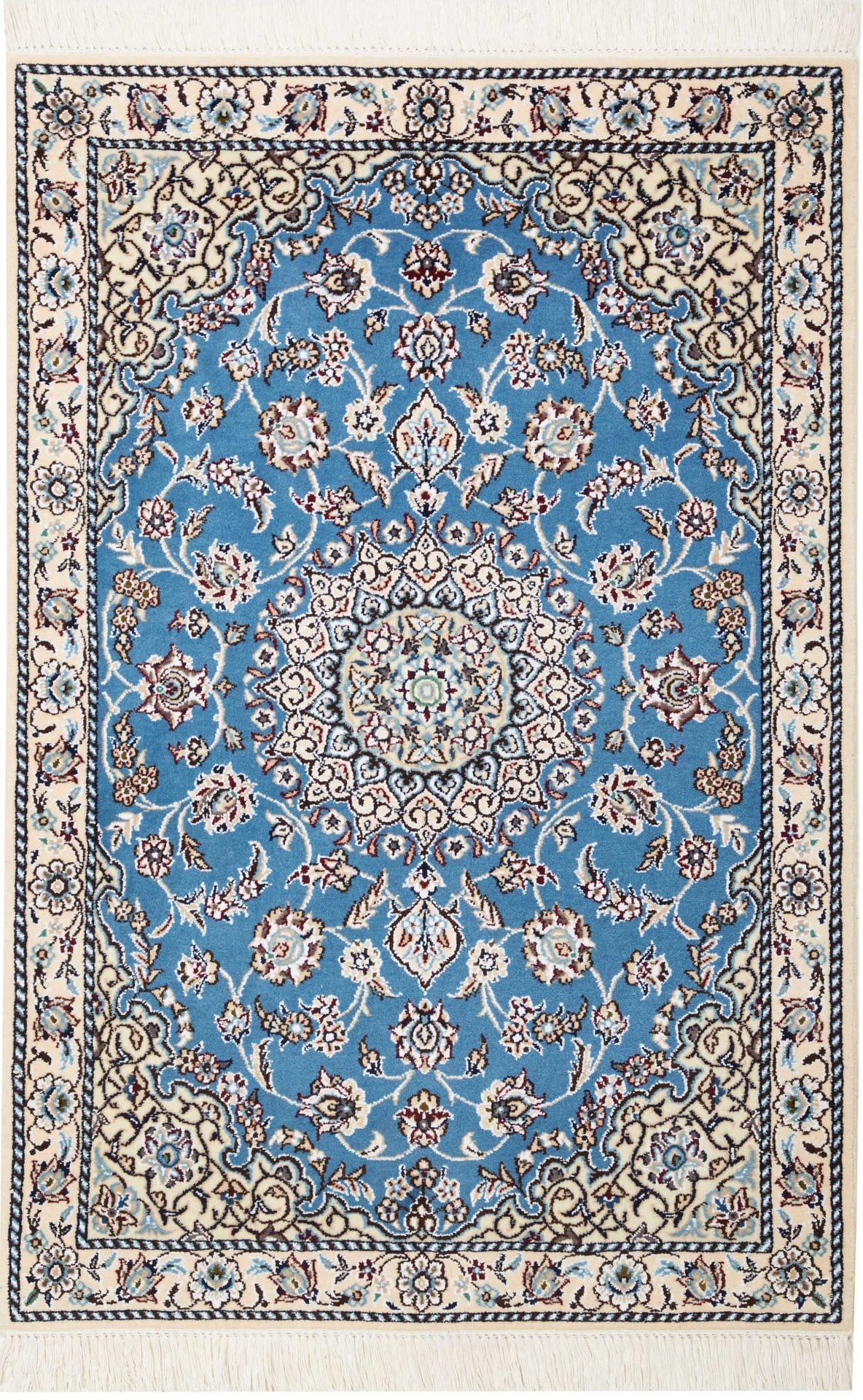 Nain Teppich 82 x 118cm, florale Muster, handgeknüpft, Perserteppich