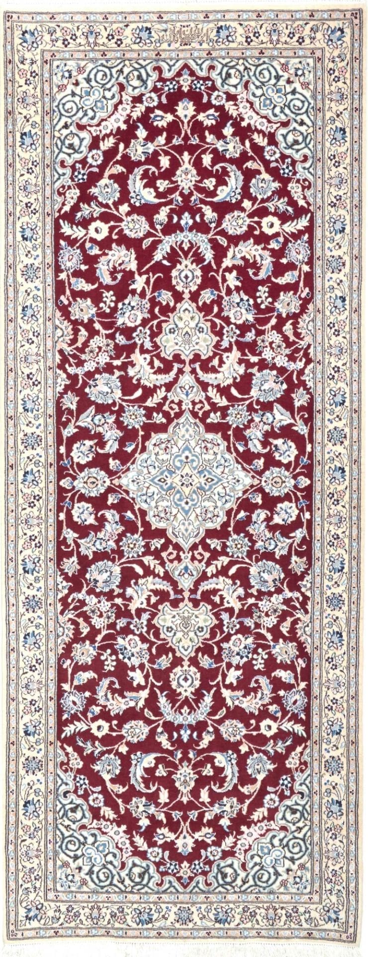 Nain Teppich 82 x 210 cm, florales Muster, handgeknüpft, Perserteppich