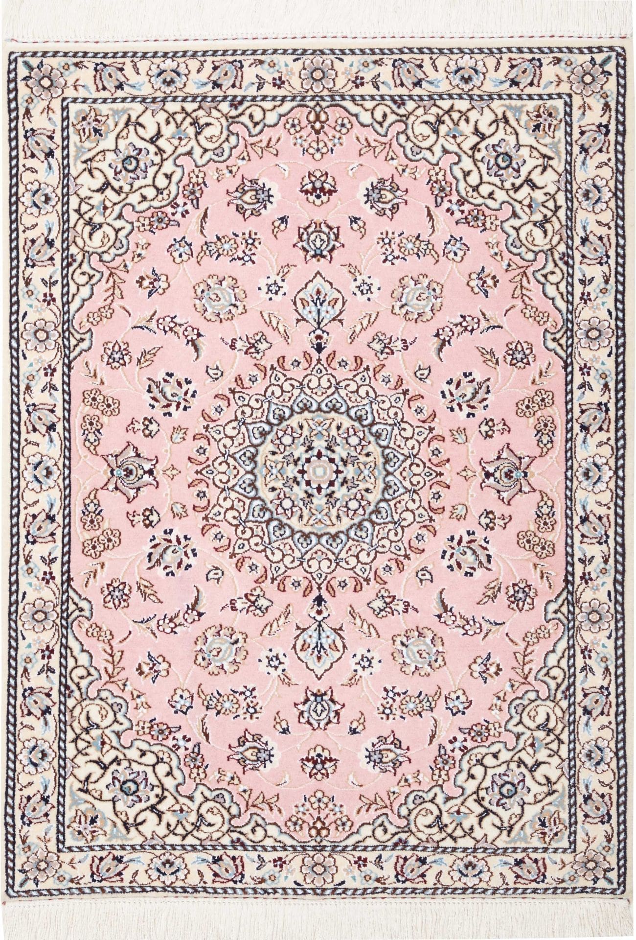 Nain Teppich 83 x 110 cm, handgeknüpft, Schurwolle, florales Muster