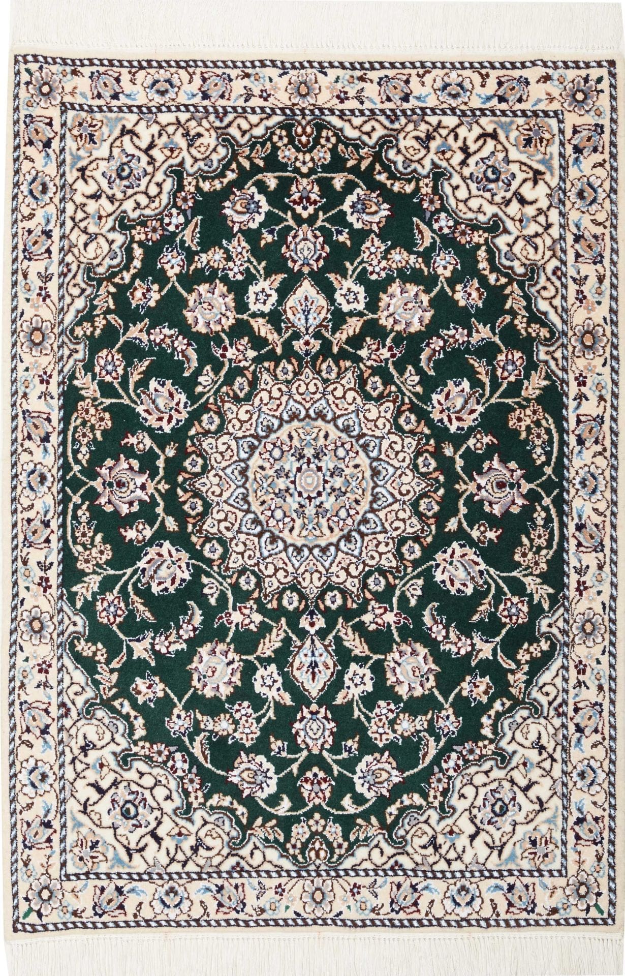 Nain Teppich 83 x 116 cm, florales Muster, handgeknüpft, Perserteppich