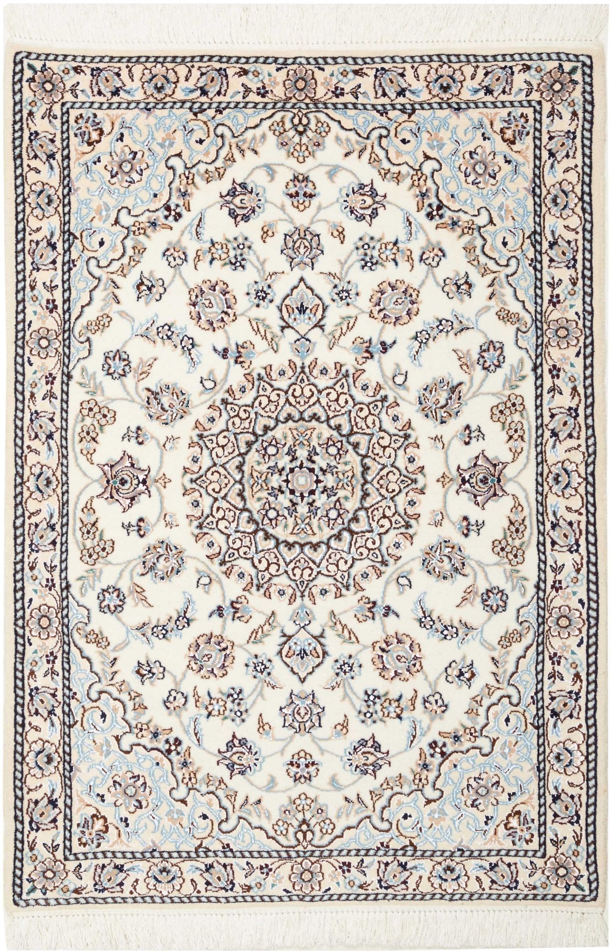 Nain Teppich 83 x 117cm, florale Muster, handgeknüpft, Perserteppich